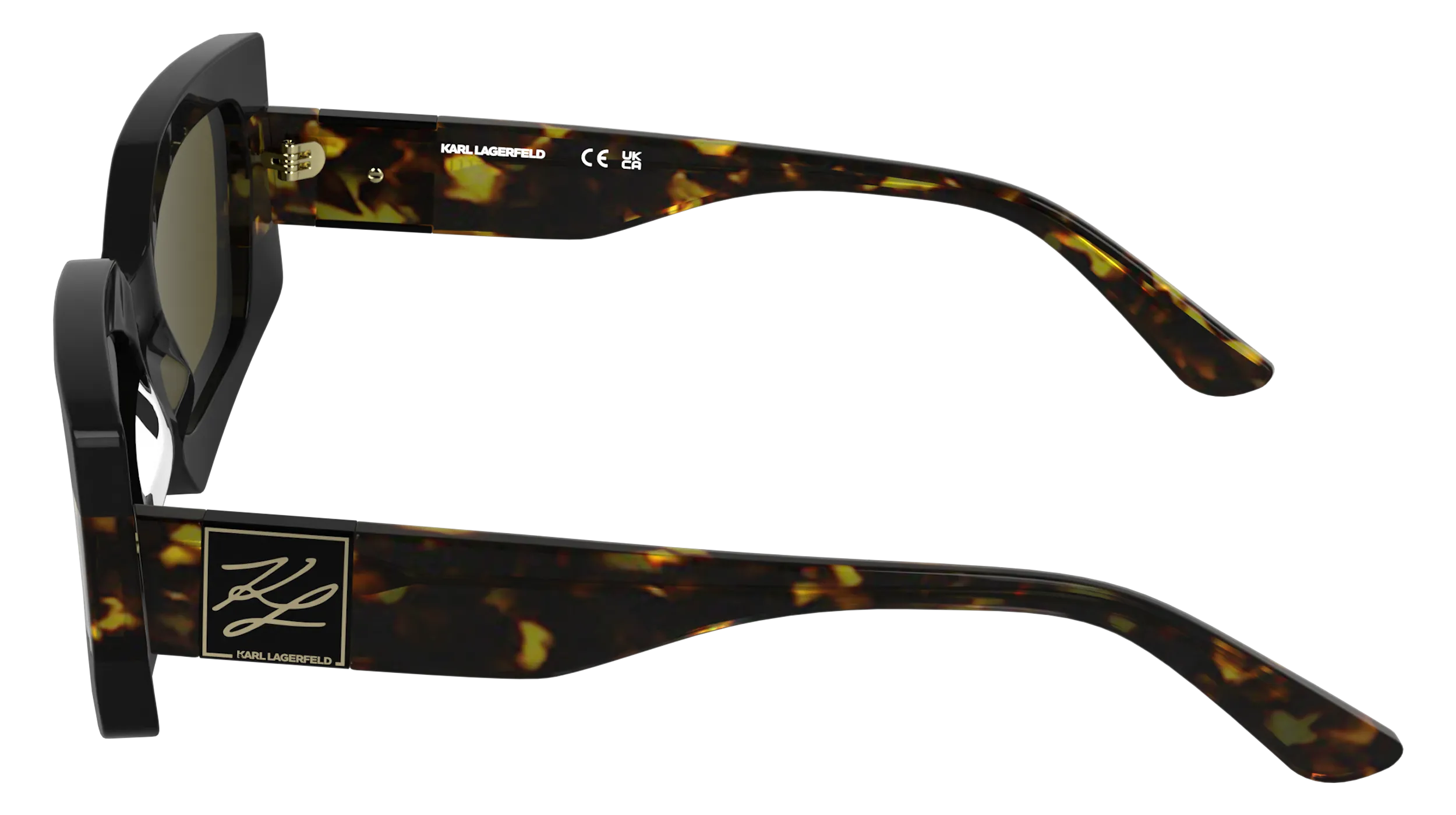 Karl Lagerfeld KL6206S 017 Occhiali da sole Acetato Nero Marrone Squadrata Normale - immagine 3