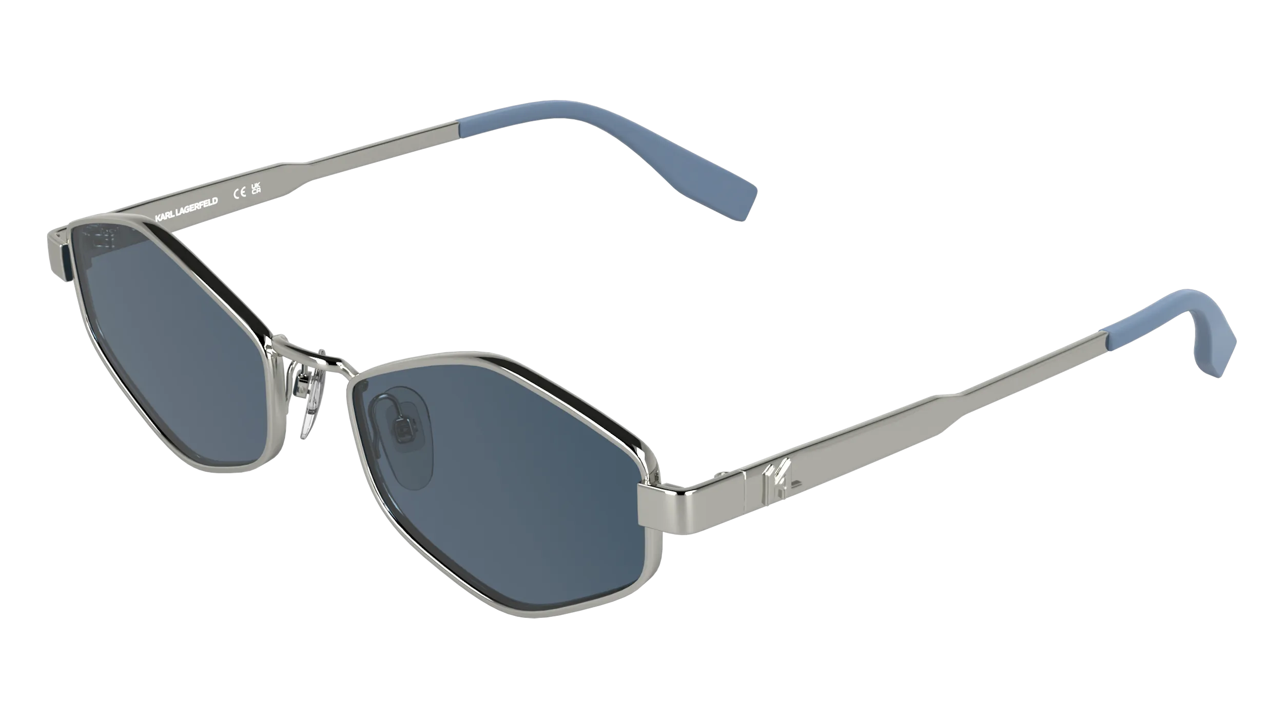 Karl Lagerfeld KL365S 040 Occhiali da sole Metallo Argento Blu Cat Eye Normale - immagine 1