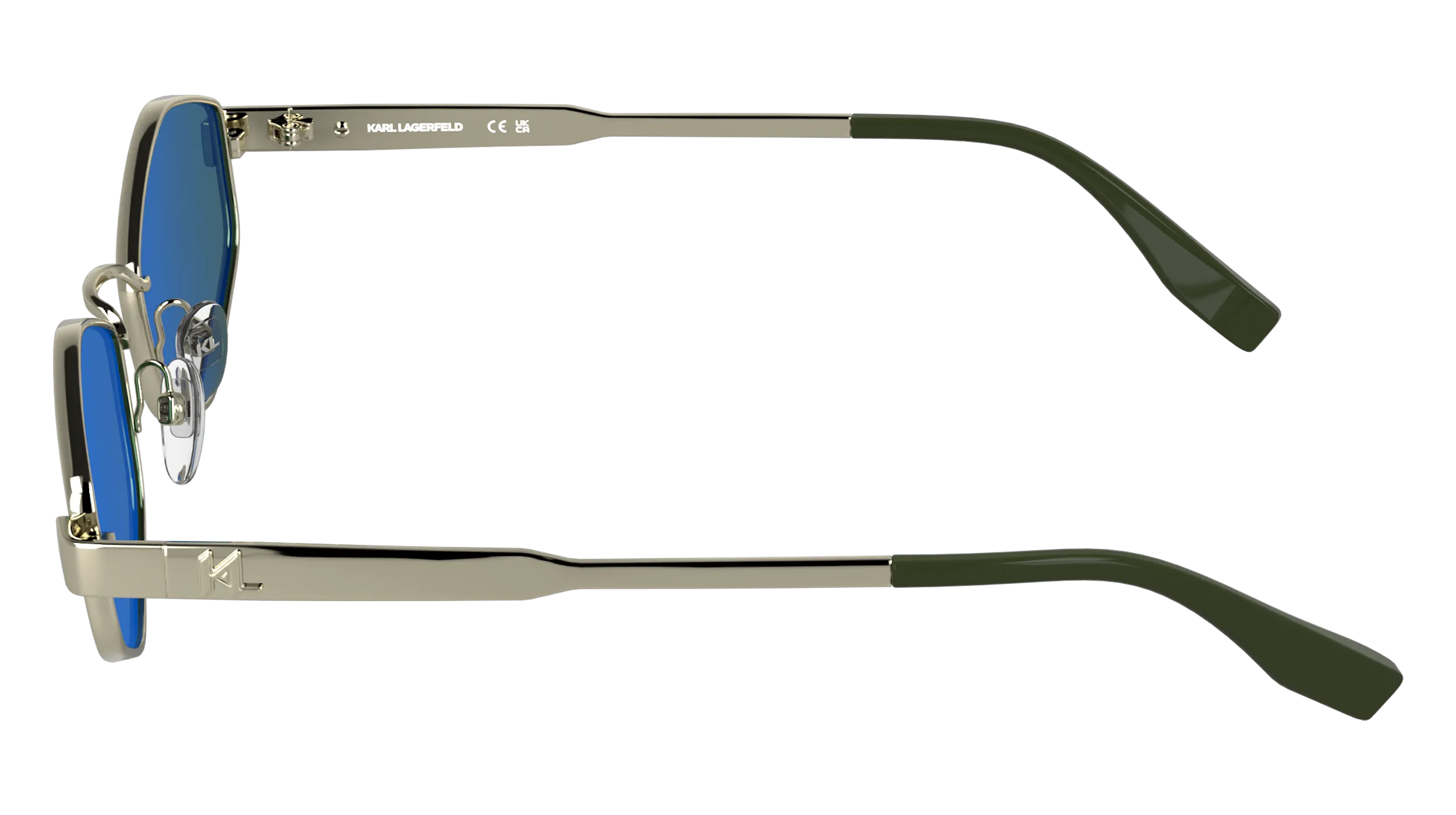 Karl Lagerfeld KL365S 712 Occhiali da sole Metallo Oro Verde Cat Eye Normale - immagine 3