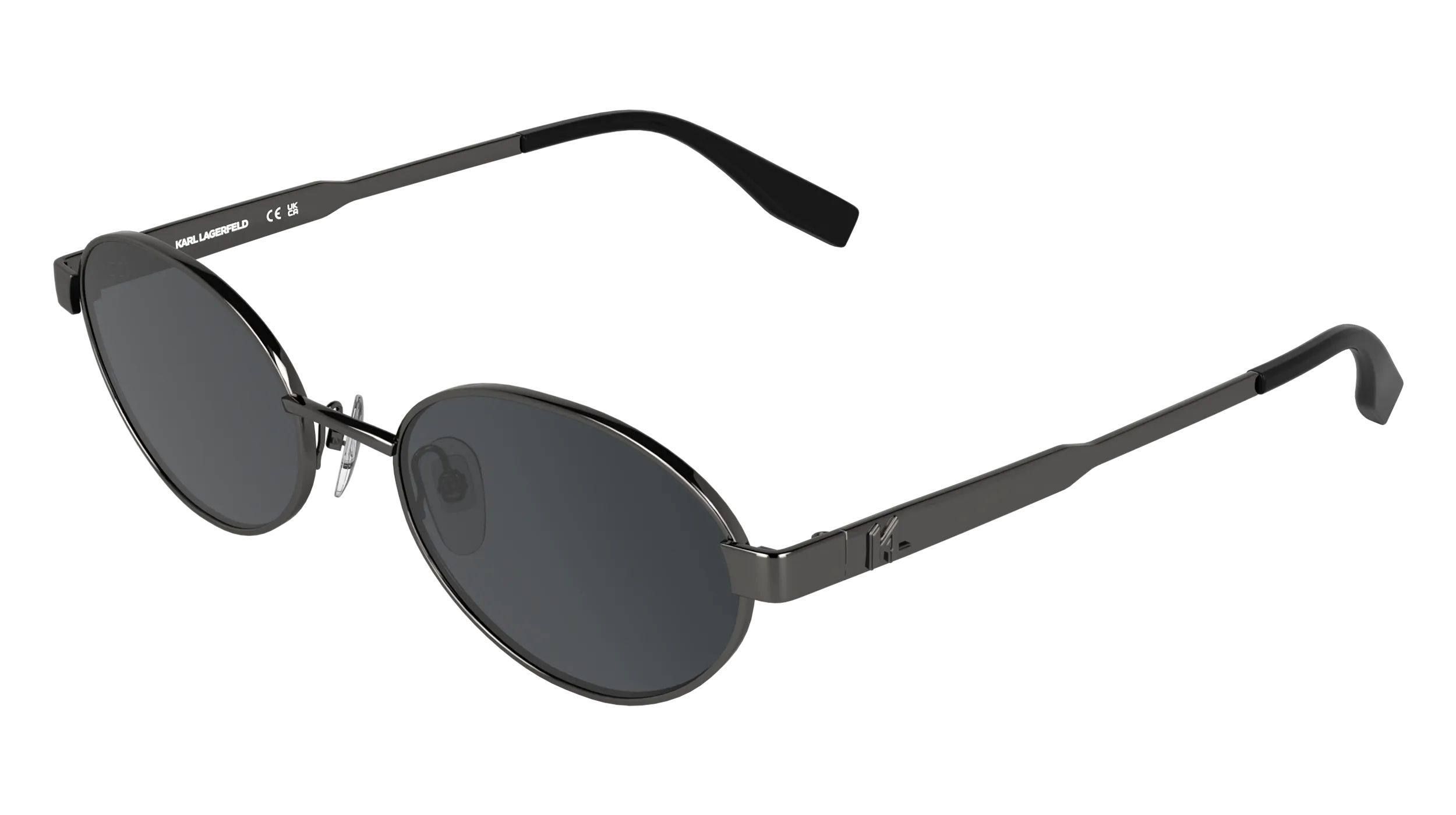 Karl Lagerfeld KL366S 021 Occhiali da sole Metallo Argento Fumo Rotonda Normale - immagine 1