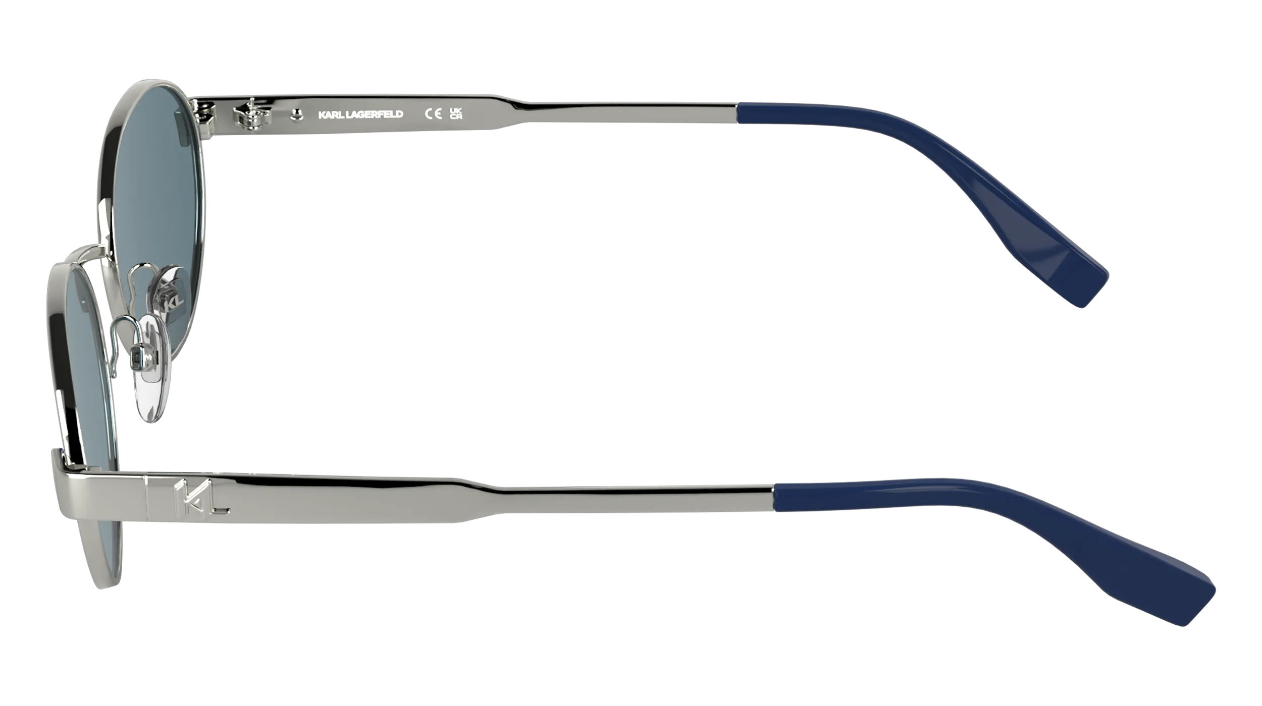 Karl Lagerfeld KL366S 040 Occhiali da sole Metallo Argento Blu Rotonda Normale - immagine 3