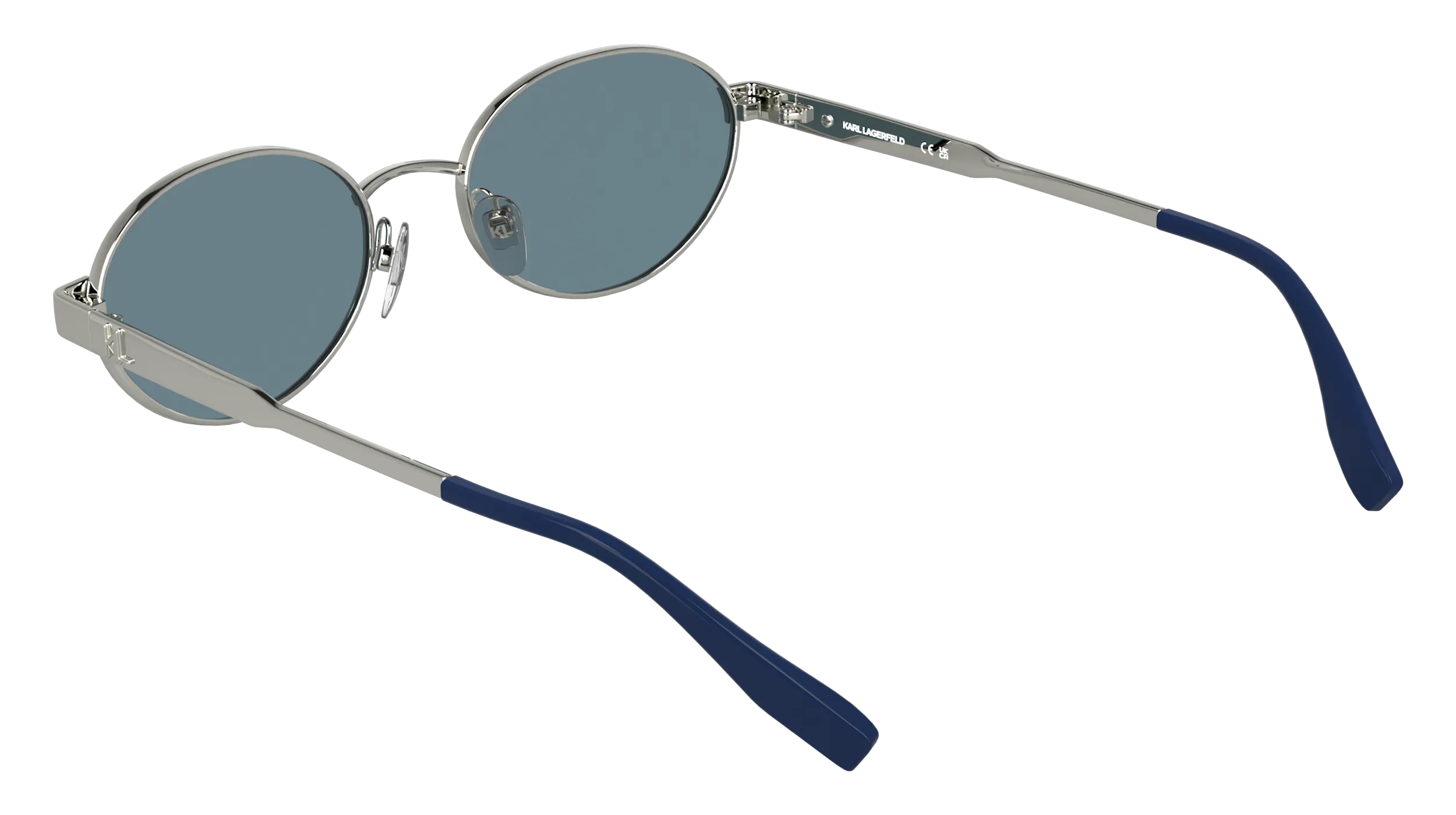 Karl Lagerfeld KL366S 040 Occhiali da sole Metallo Argento Blu Rotonda Normale - immagine 4
