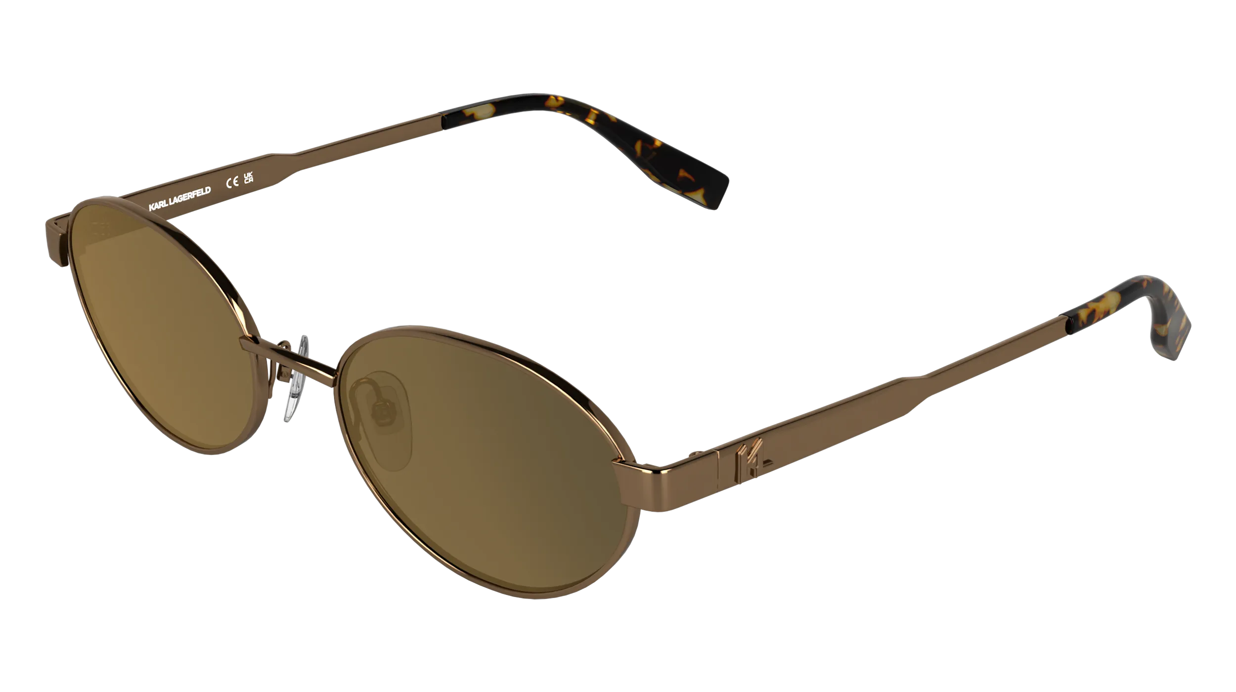 Karl Lagerfeld KL366S 717 Occhiali da sole Metallo Oro Marrone Rotonda Normale - immagine 1