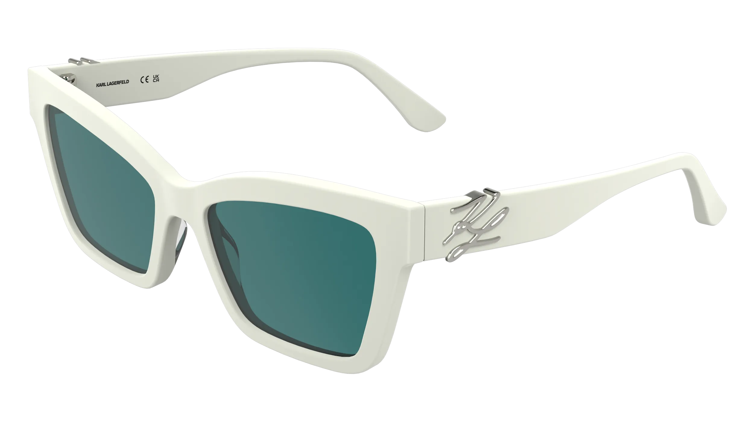 Karl Lagerfeld KL6220S 105 Occhiali da sole Acetato Bianco Verde / Petrolio Squadrata Normale - immagine 1