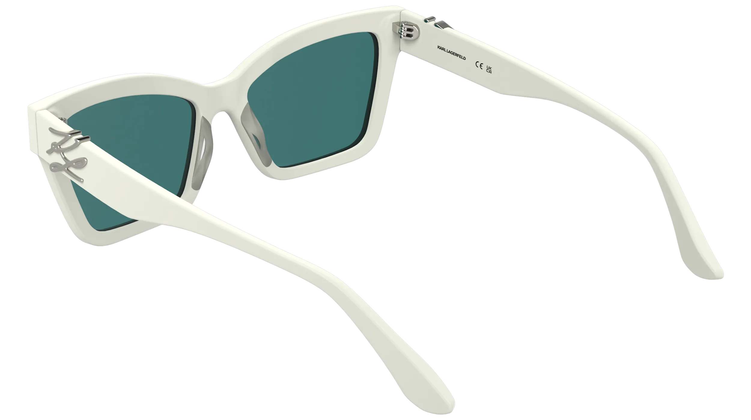 Karl Lagerfeld KL6220S 105 Occhiali da sole Acetato Bianco Verde / Petrolio Squadrata Normale - immagine 4