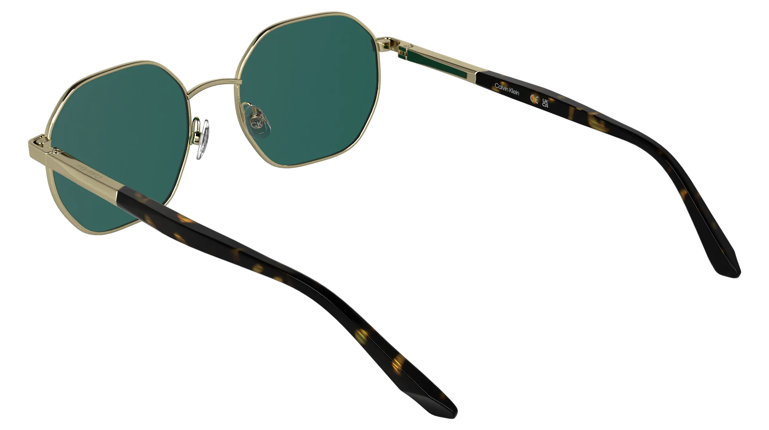 Calvin Klein CK25110S 717 Occhiali da sole Metallo Oro Verde / Petrolio Squadrata Normale - immagine 4