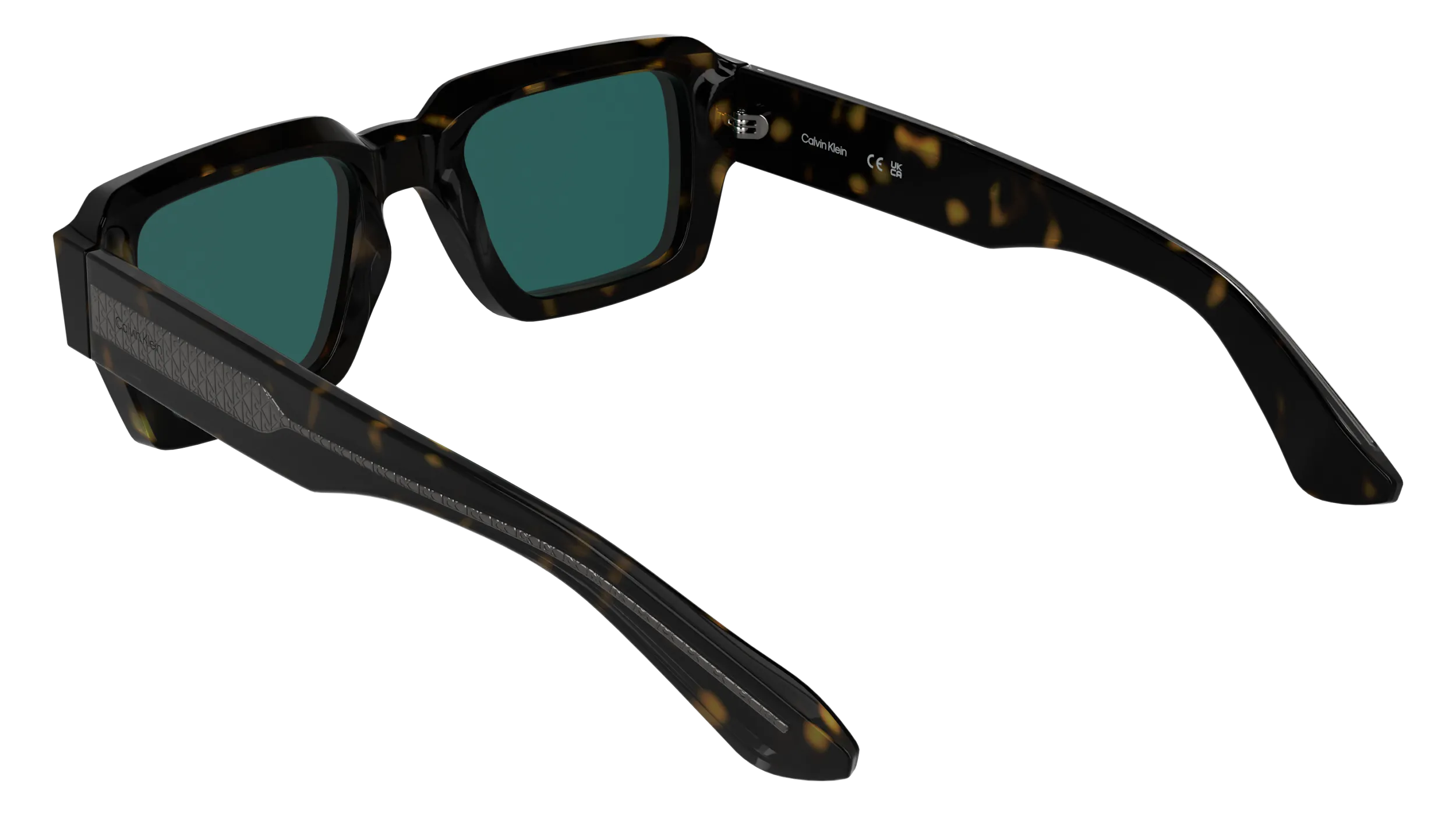 Calvin Klein CK25538S 235 Occhiali da sole Acetato Havana Verde / Petrolio Squadrata Normale - immagine 4