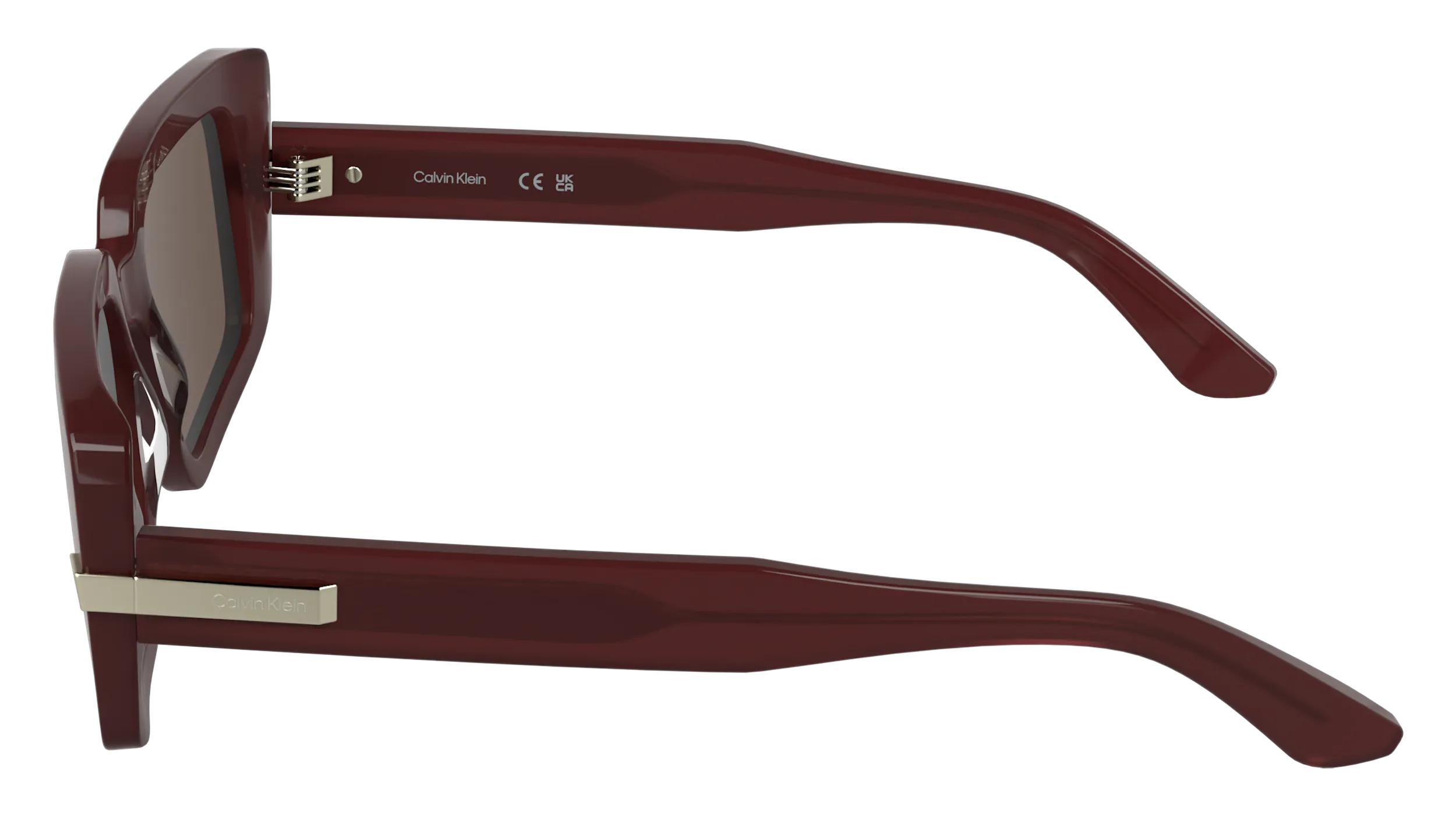 Calvin Klein CK25533S 605 Occhiali da sole Acetato Bordeaux Rosso Squadrata Normale - immagine 3