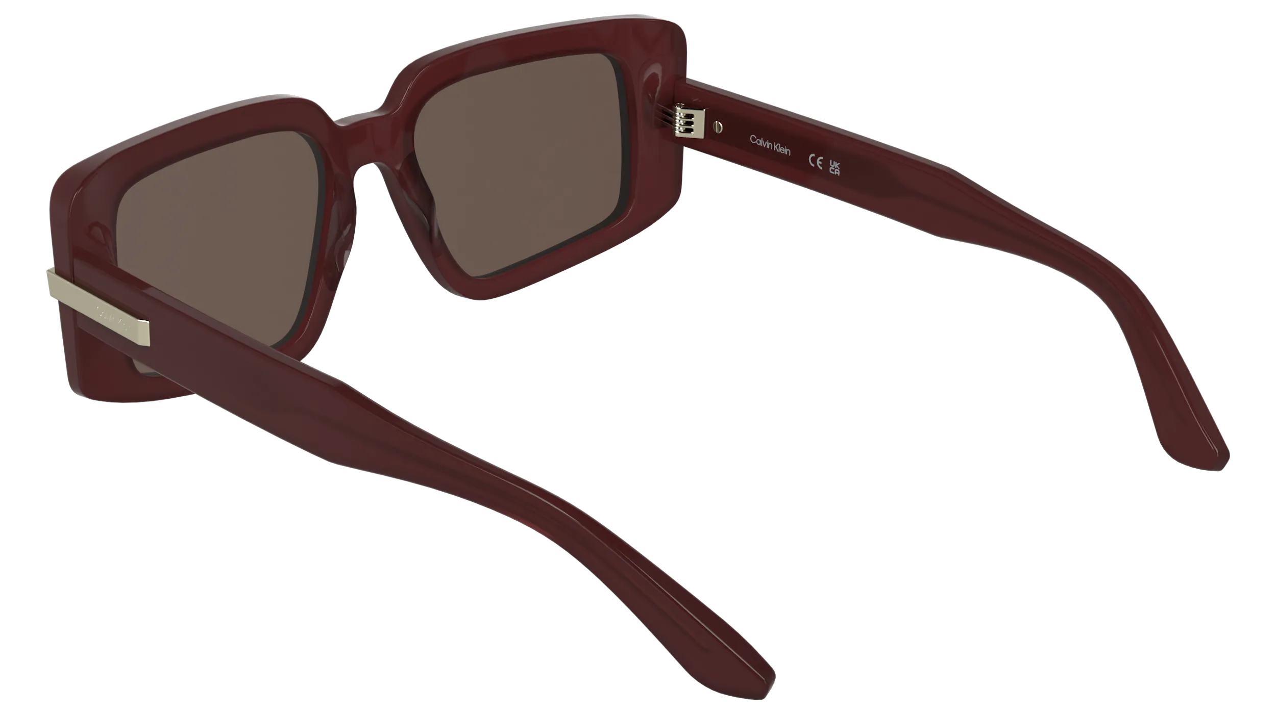 Calvin Klein CK25533S 605 Occhiali da sole Acetato Bordeaux Rosso Squadrata Normale - immagine 4