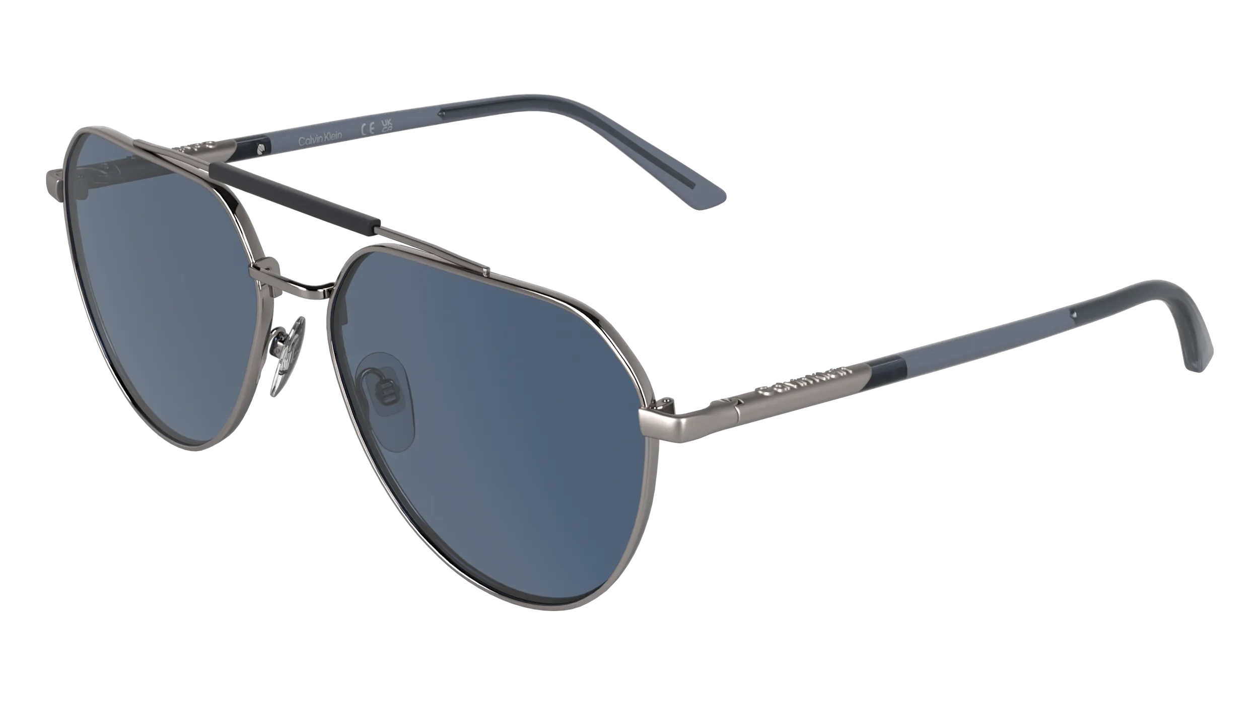 Calvin Klein CK26100S 071 Occhiali da sole Metallo Canna di fucile Blu Pilot Normale - immagine 1