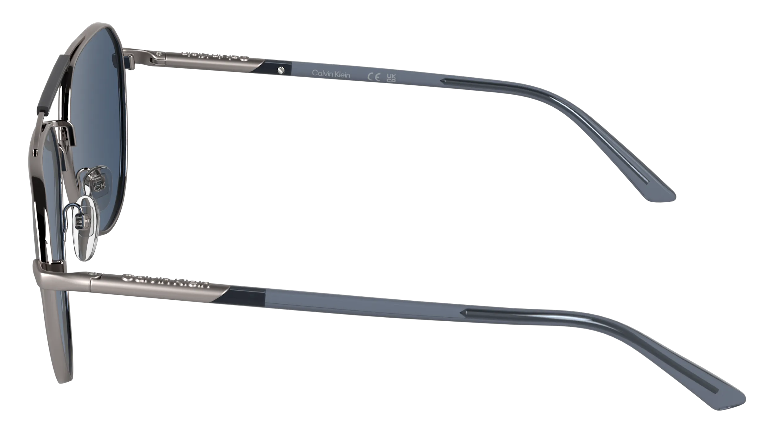 Calvin Klein CK26100S 071 Occhiali da sole Metallo Canna di fucile Blu Pilot Normale - immagine 3