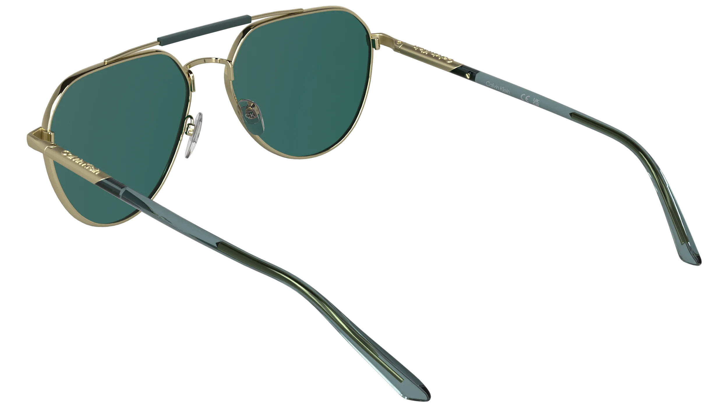 Calvin Klein CK26100S 717 Occhiali da sole Metallo Oro Verde / Petrolio Pilot Normale - immagine 4