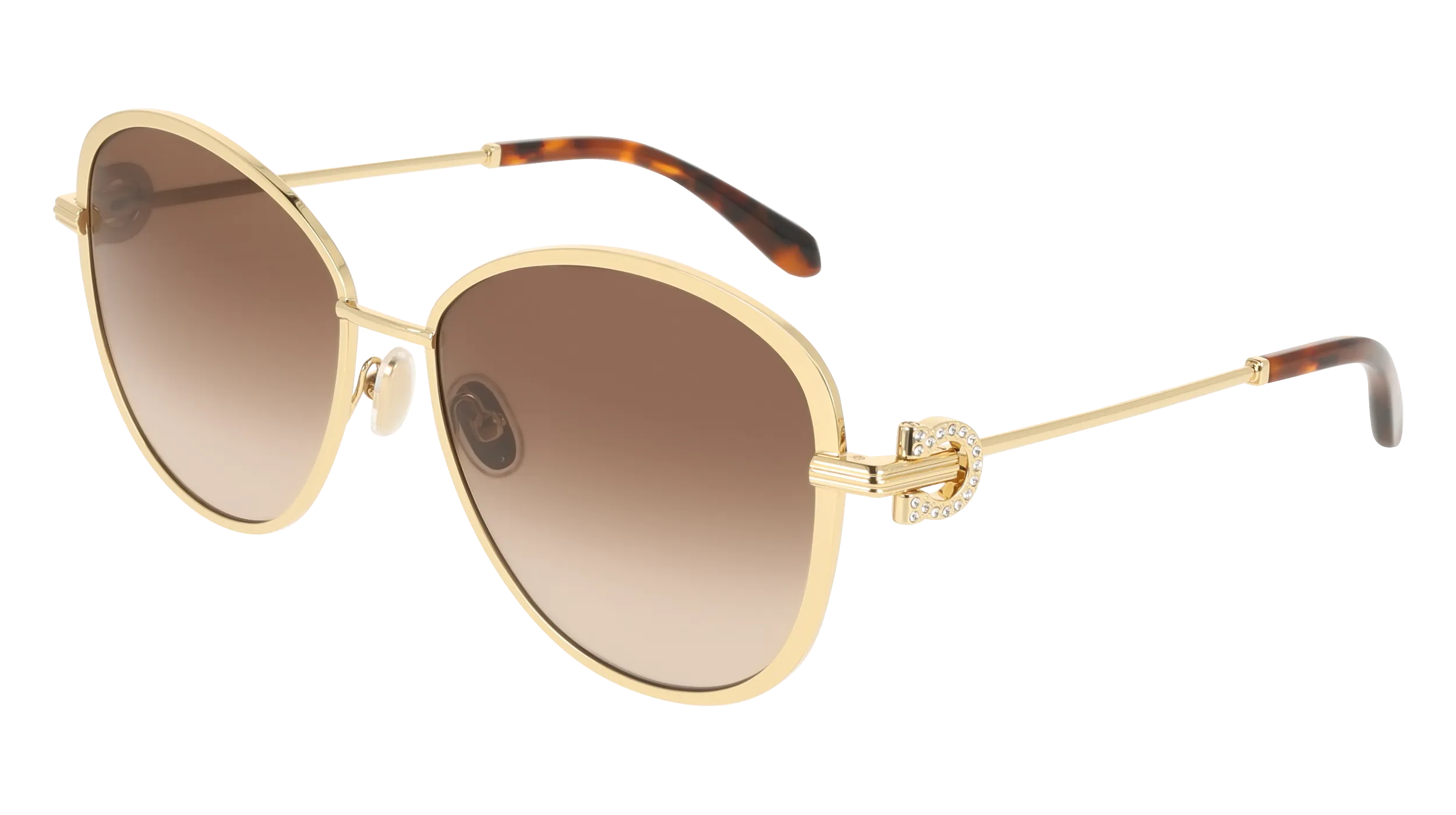 Ferragamo SF333SR 745 Occhiali da sole Metallo Oro Cat Eye Normale Sfumato - immagine 1
