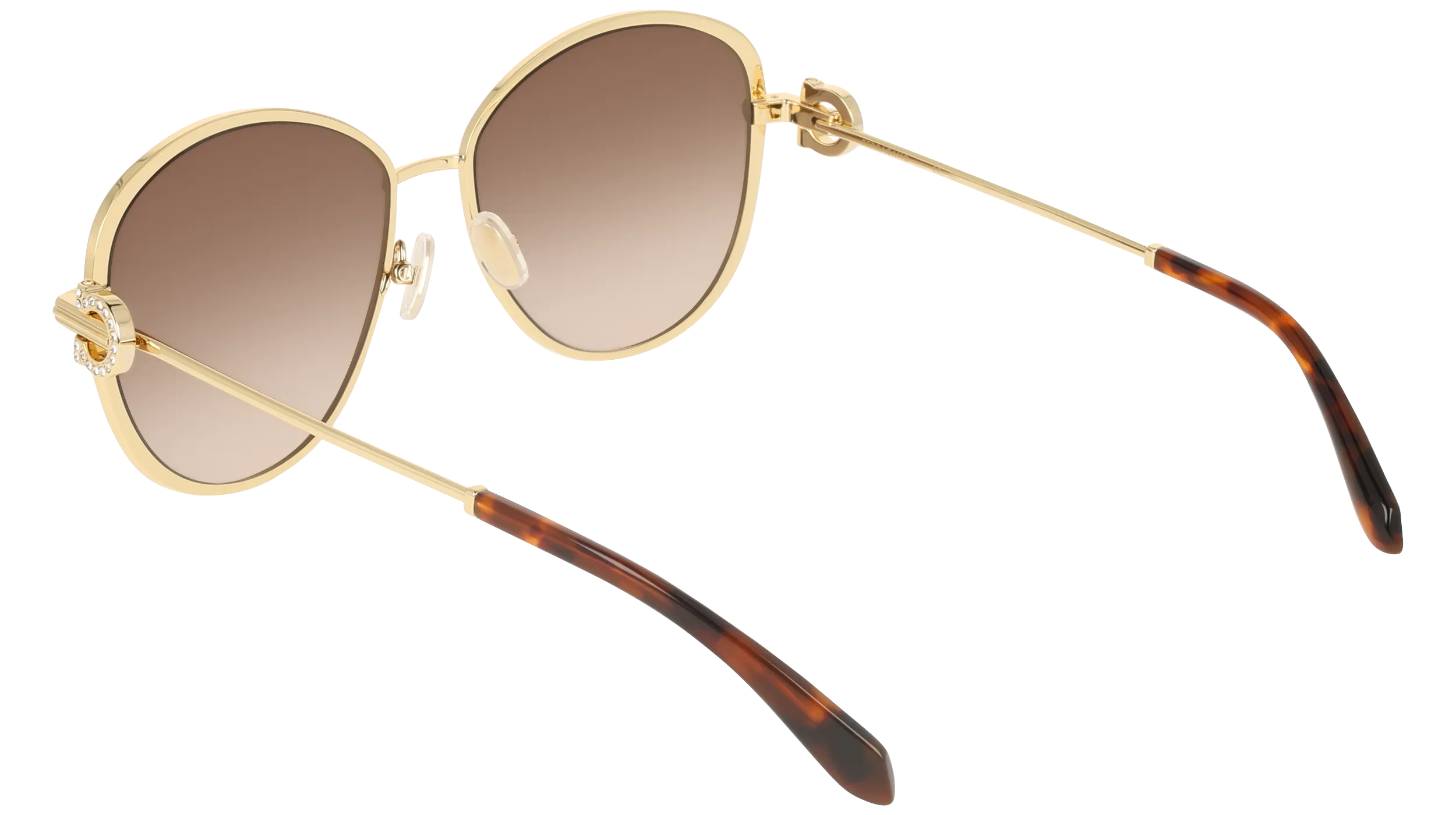 Ferragamo SF333SR 745 Occhiali da sole Metallo Oro Cat Eye Normale Sfumato - immagine 4