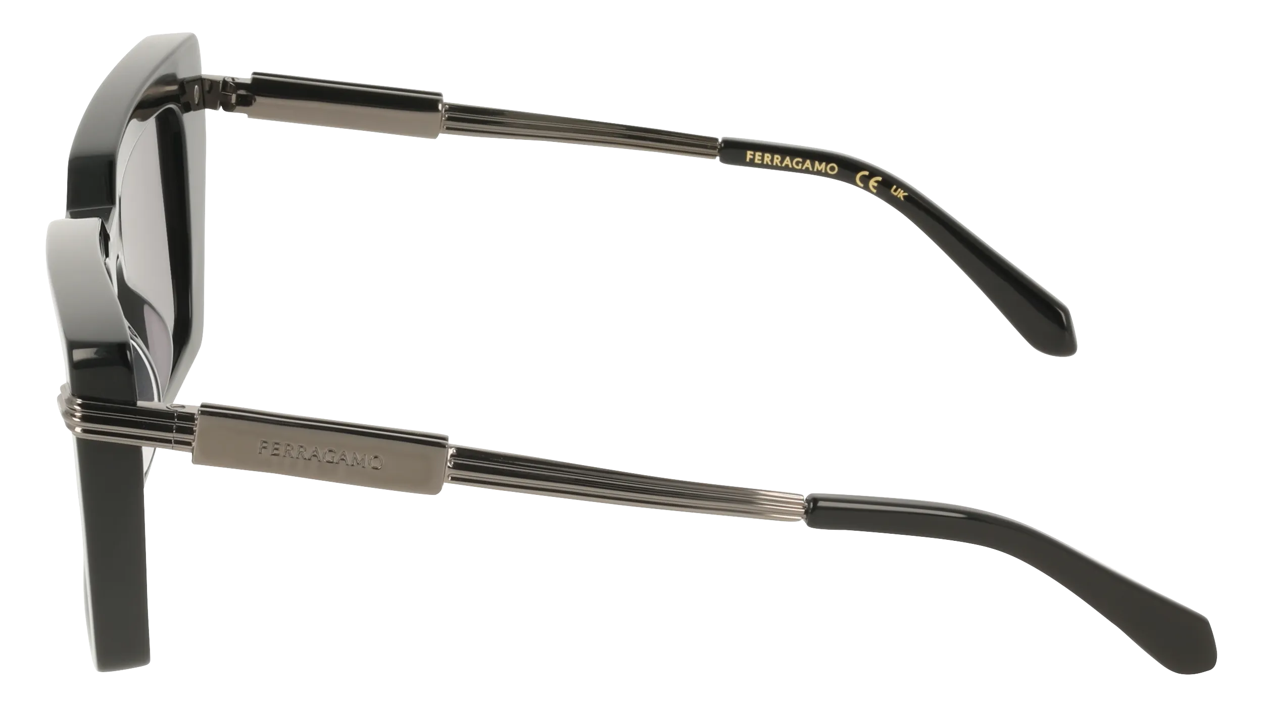Ferragamo SF2089S 001 Occhiali da sole Acetato Nero Grigio Squadrata Normale - immagine 3