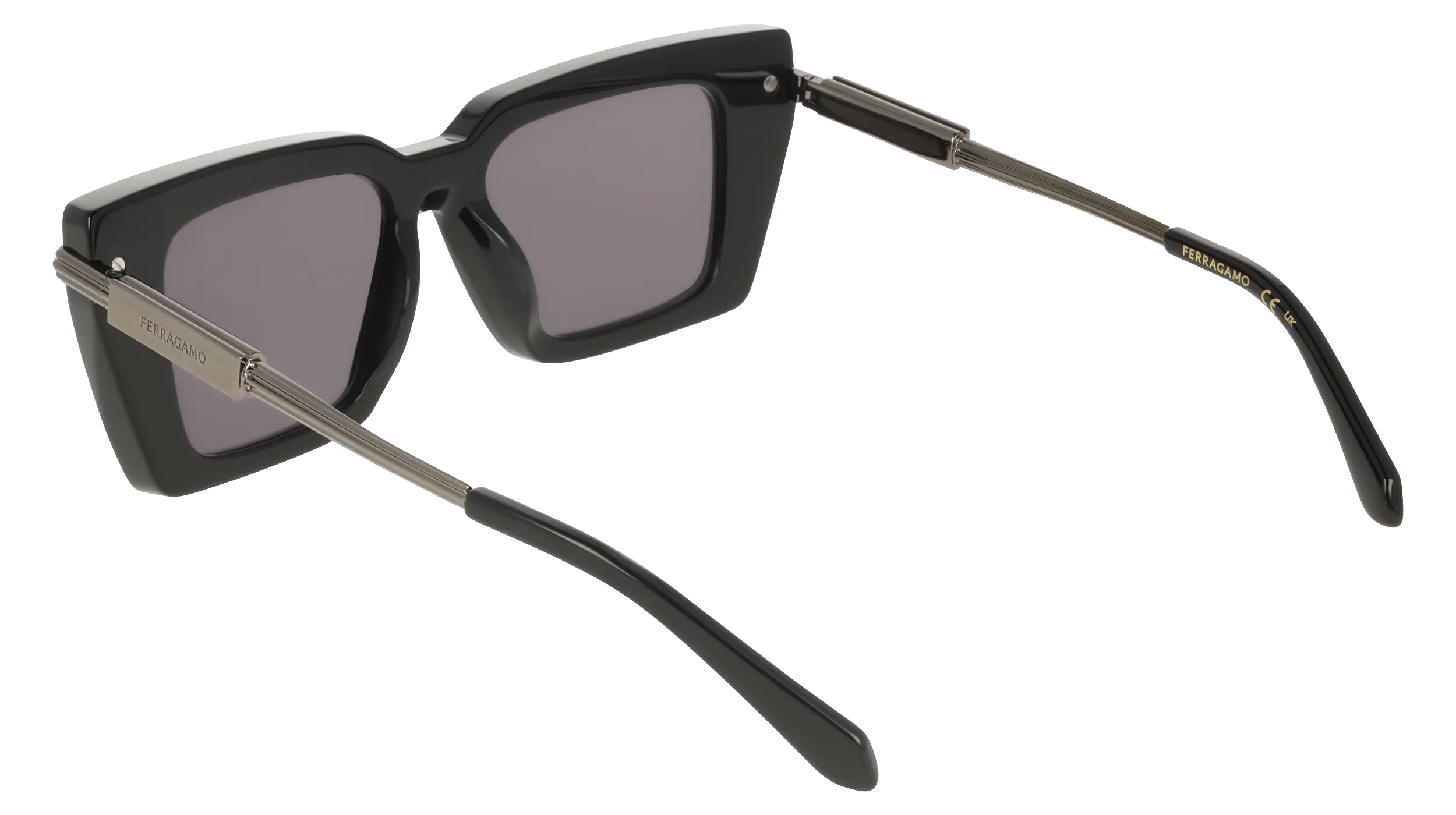 Ferragamo SF2089S 001 Occhiali da sole Acetato Nero Grigio Squadrata Normale - immagine 4
