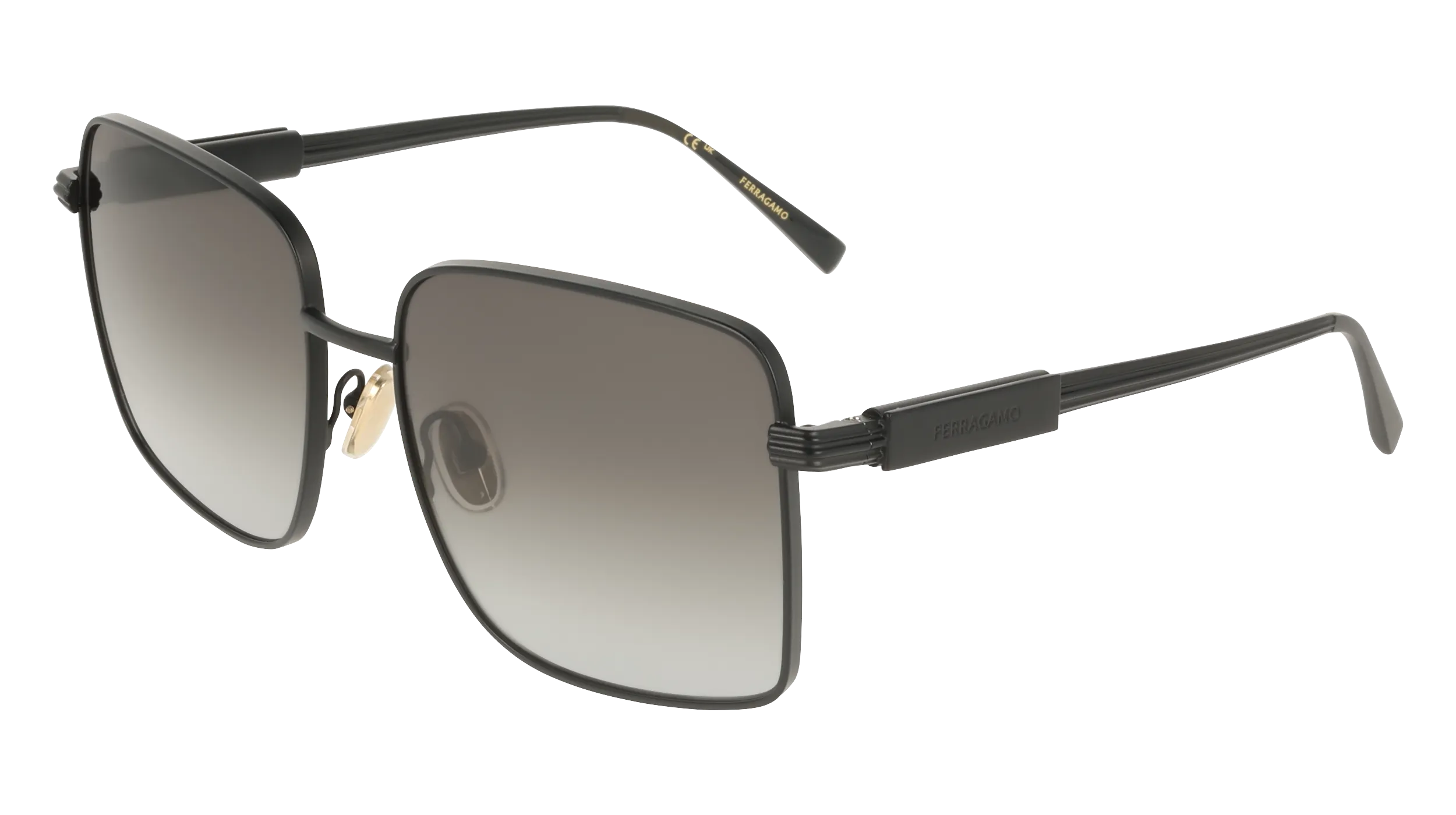 Ferragamo SF330S 002 Occhiali da sole Metallo Nero Squadrata Normale - immagine 1