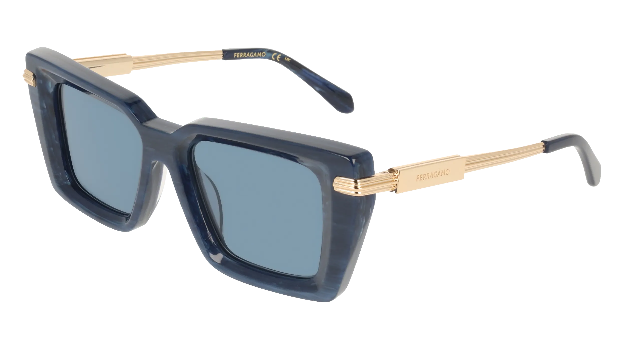 Ferragamo SF2089S 413 Occhiali da sole Acetato Blu Blu Squadrata Normale - immagine 1