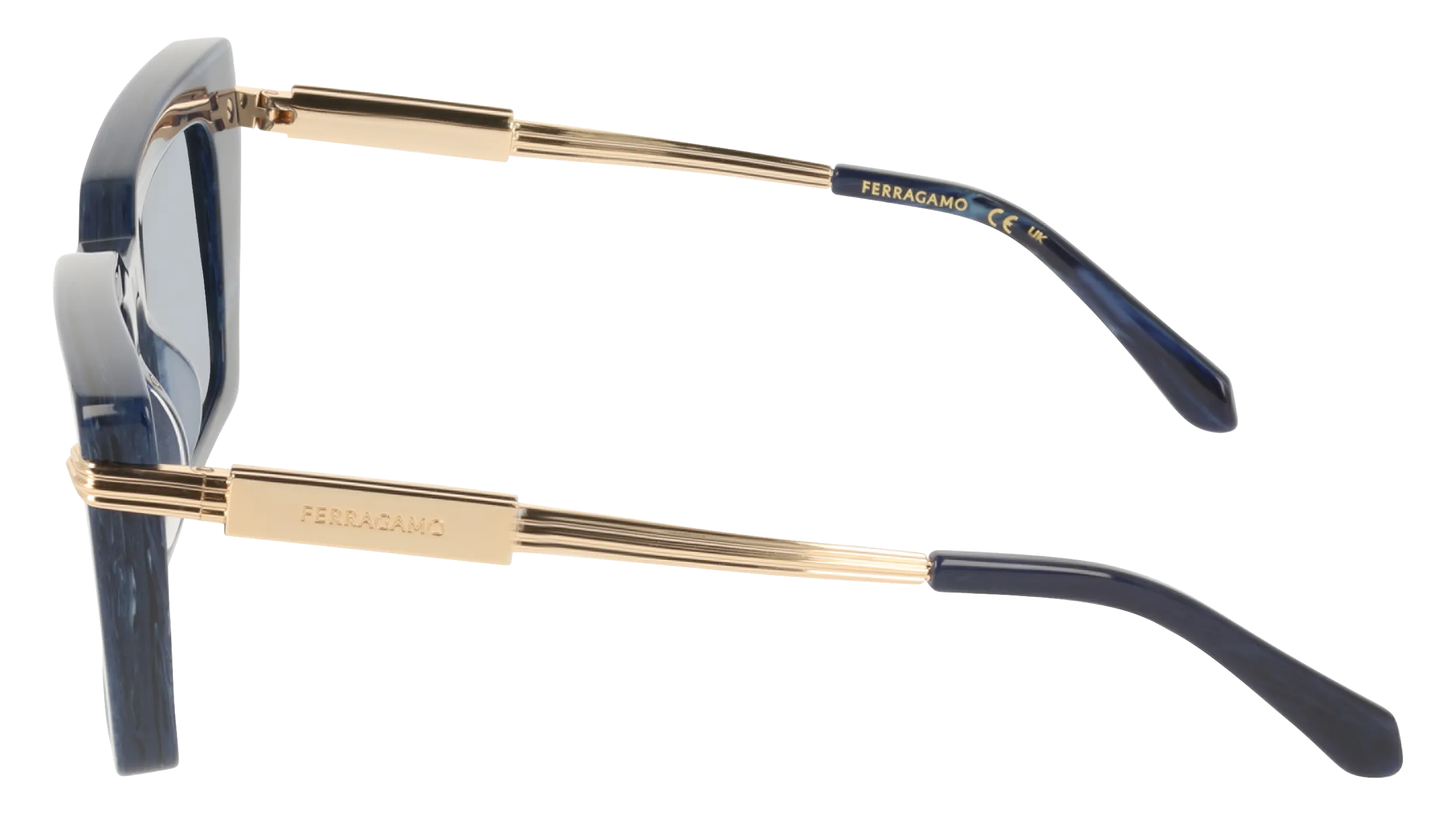 Ferragamo SF2089S 413 Occhiali da sole Acetato Blu Blu Squadrata Normale - immagine 3