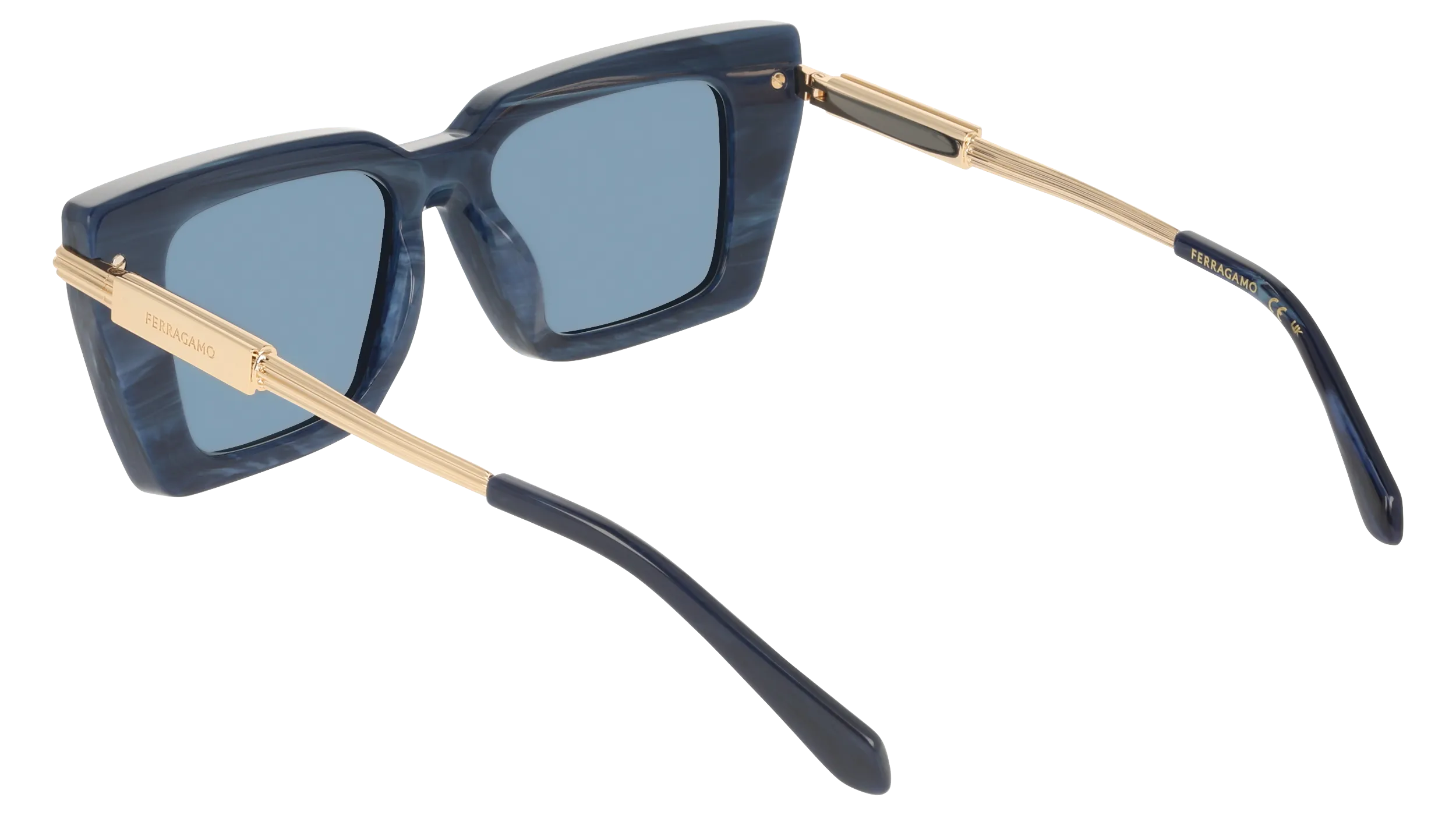 Ferragamo SF2089S 413 Occhiali da sole Acetato Blu Blu Squadrata Normale - immagine 4