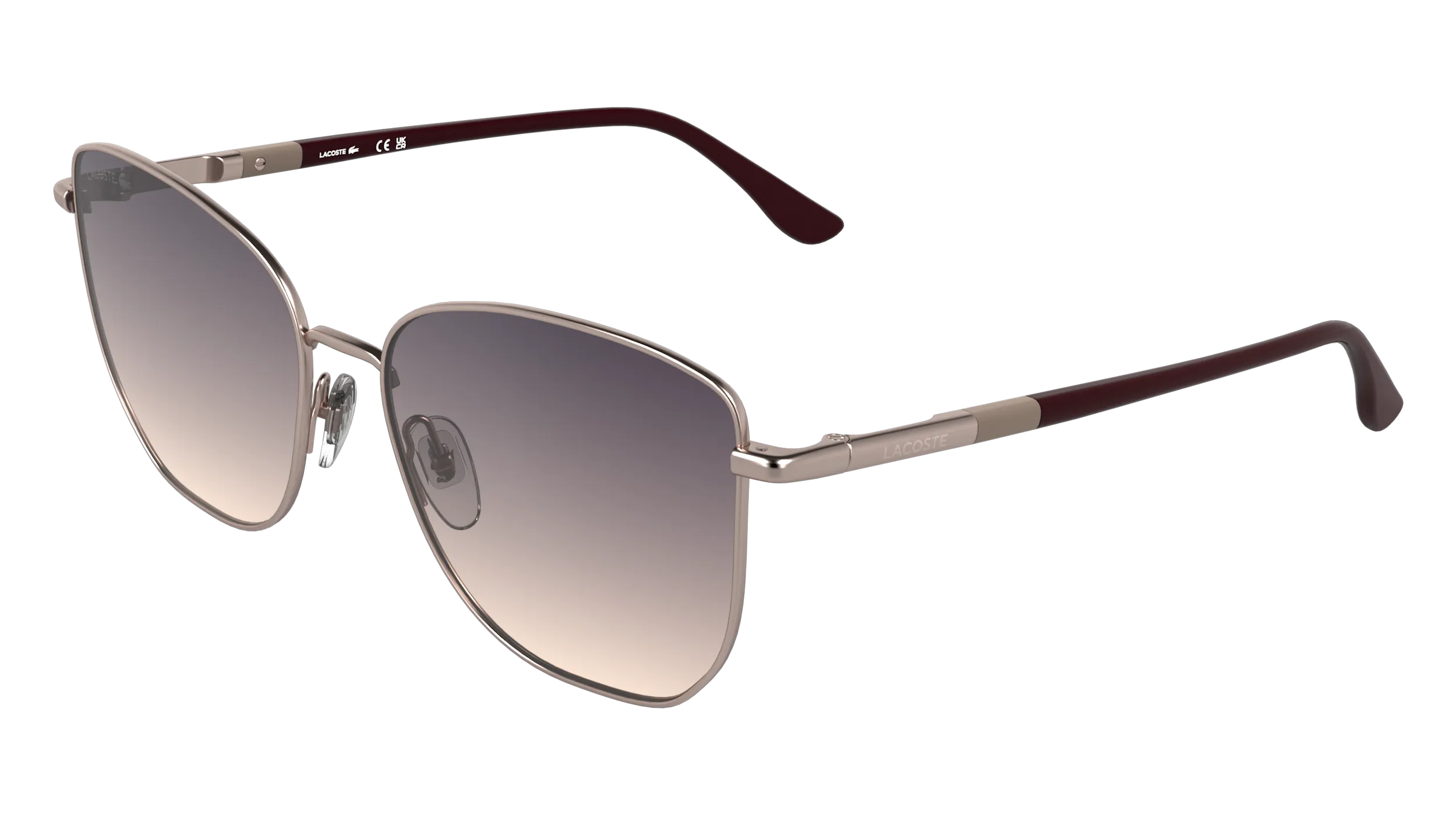 Lacoste L276S 662 Occhiali da sole Metallo Rosa Viola Pilot Normale - immagine 1