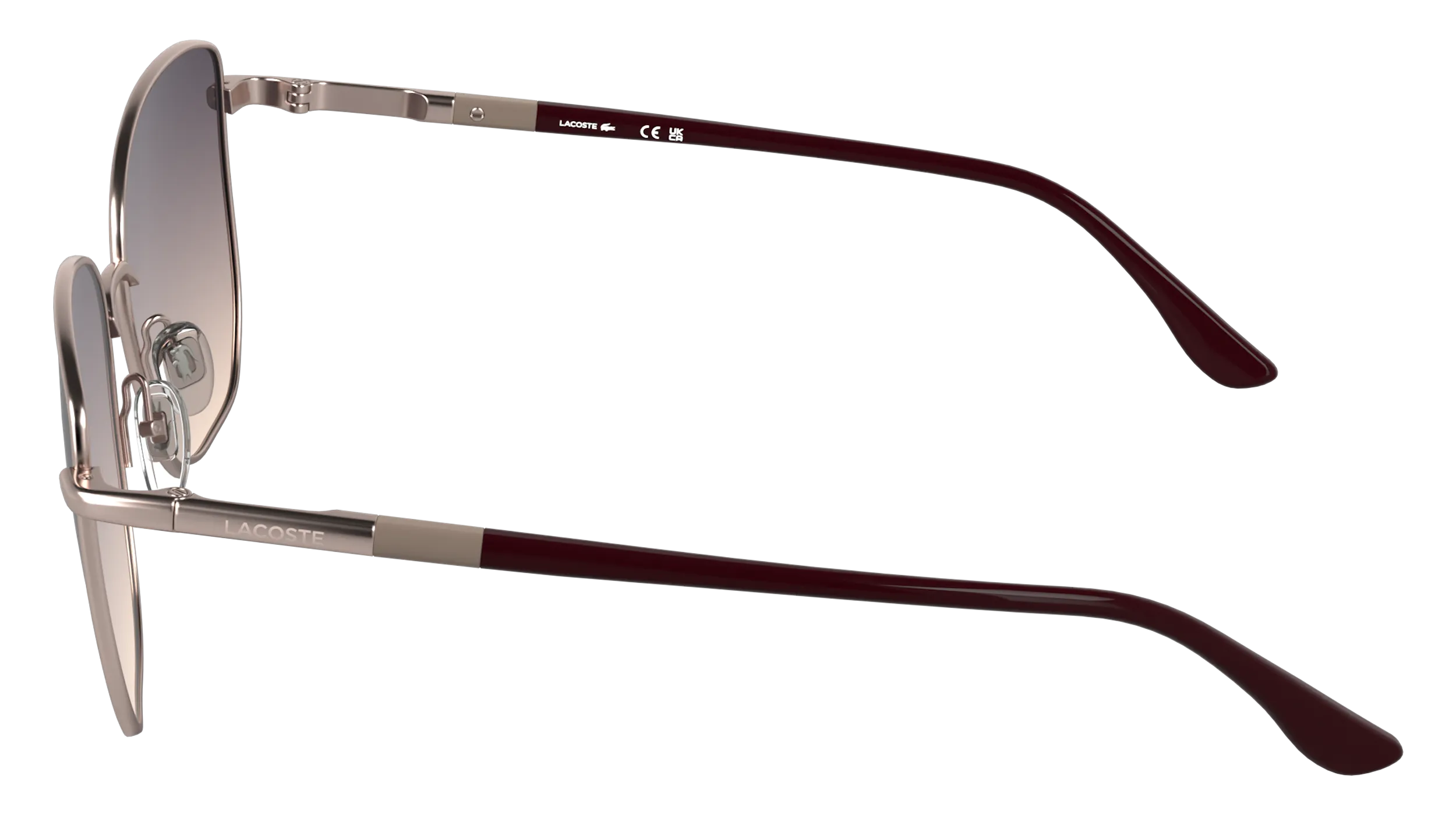 Lacoste L276S 662 Occhiali da sole Metallo Rosa Viola Pilot Normale - immagine 3
