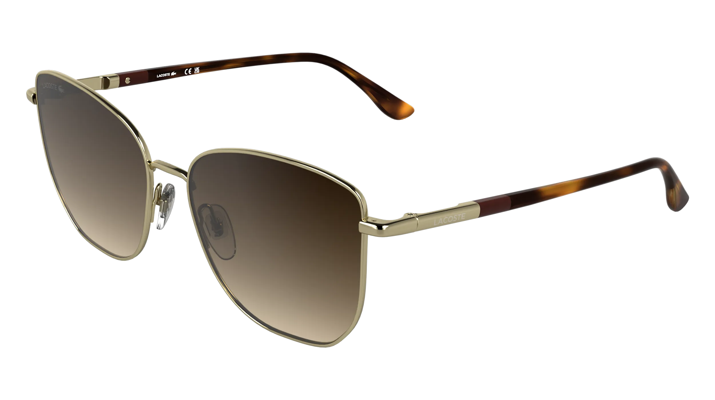 Lacoste L276S 714 Occhiali da sole Metallo Oro Marrone Pilot Normale - immagine 1