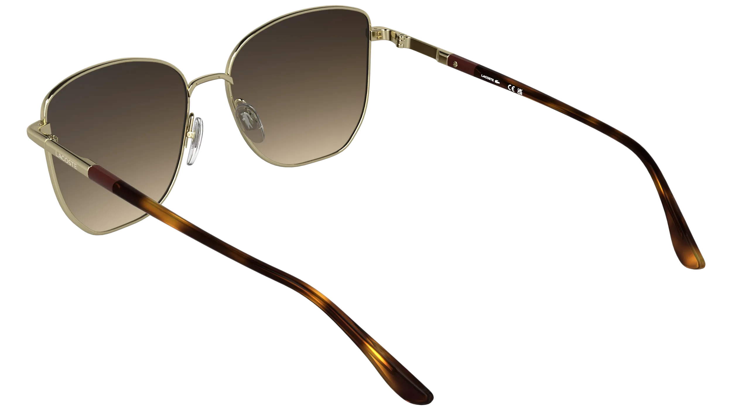 Lacoste L276S 714 Occhiali da sole Metallo Oro Marrone Pilot Normale - immagine 4