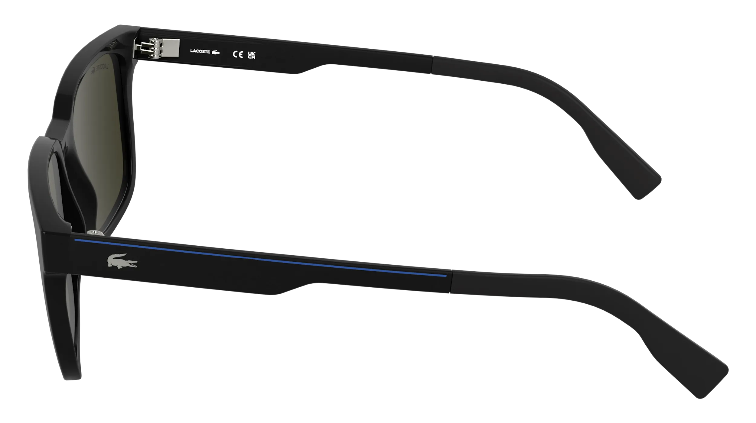 Lacoste L6077S 001 Occhiali da sole Bio-iniettato Nero Azzurro Squadrata Normale - immagine 3