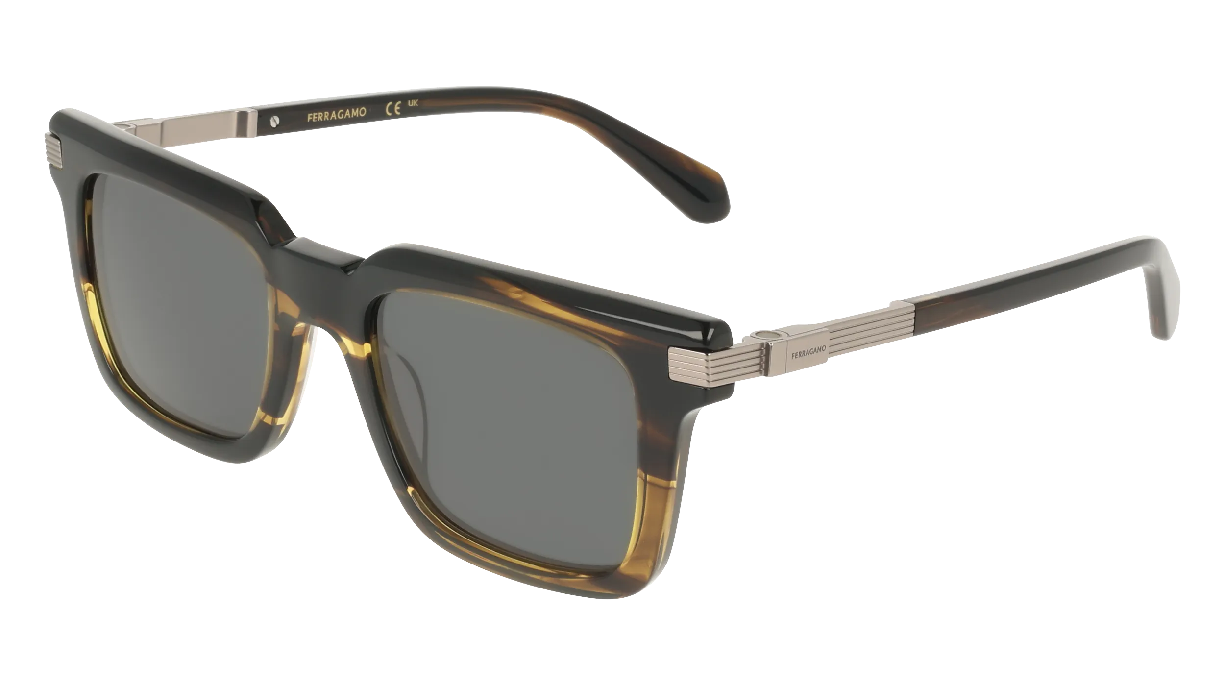 Ferragamo SF2103S 323 Occhiali da sole Acetato Verde Grigio Squadrata Normale - immagine 1