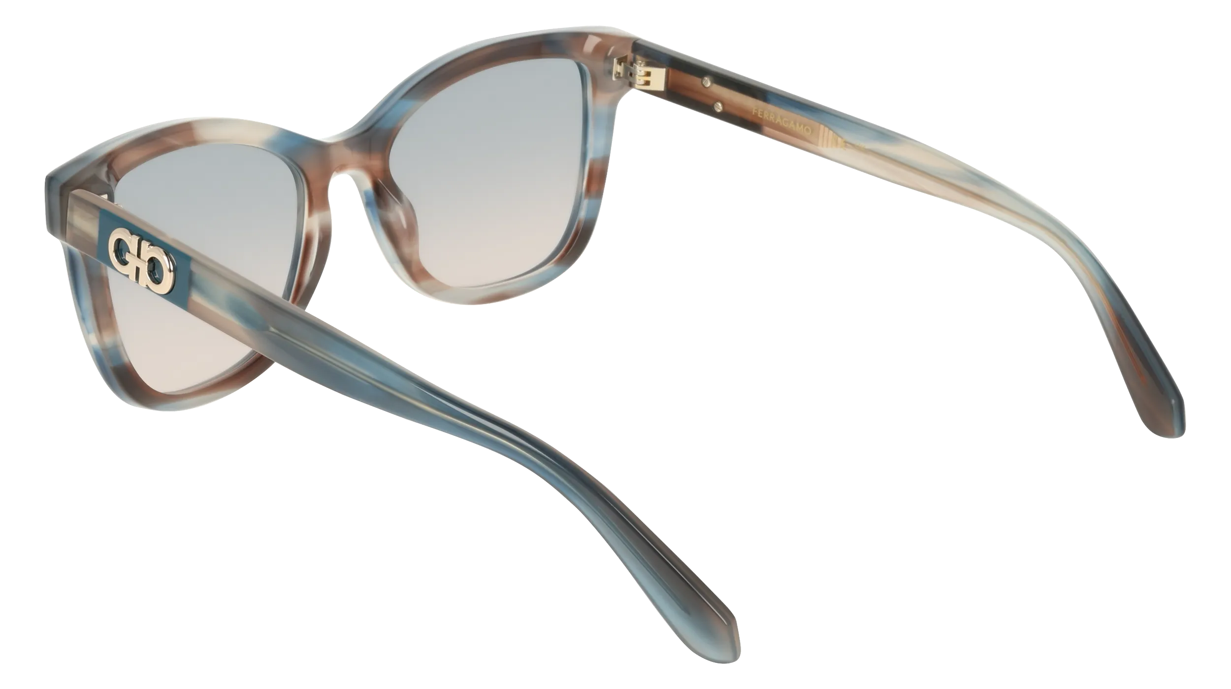 Ferragamo SF2108S 314 Occhiali da sole Acetato Marrone Blu Squadrata Normale - immagine 4
