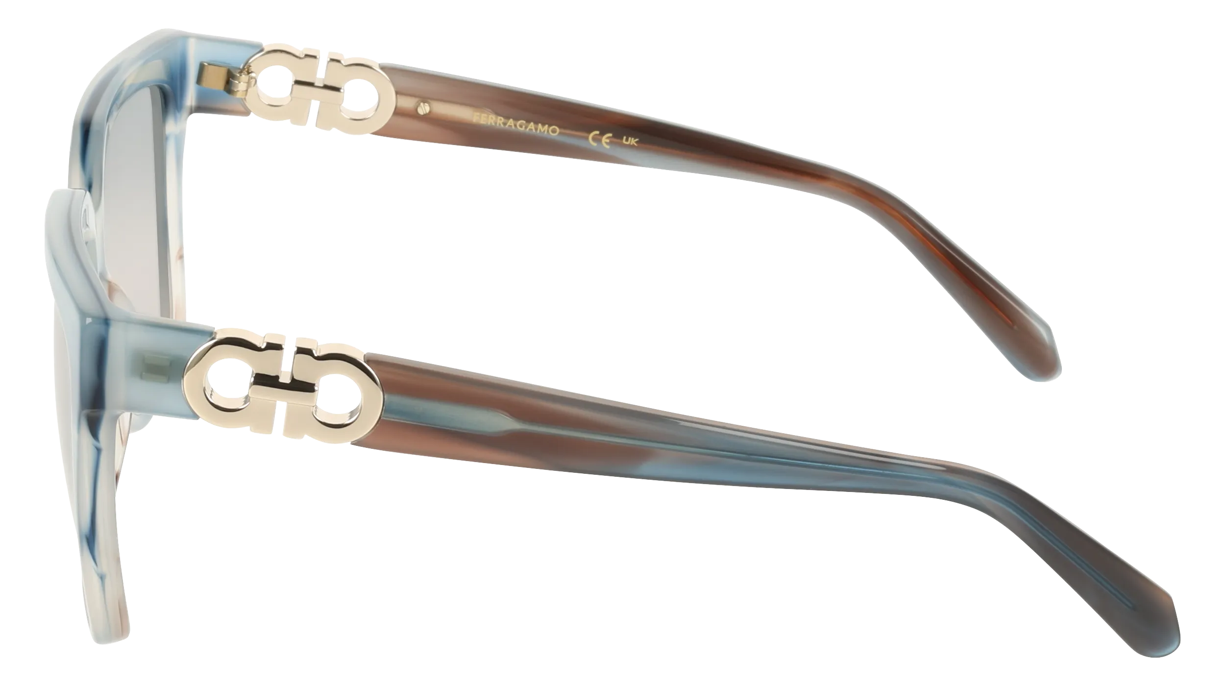 Ferragamo SF2109S 314 Occhiali da sole Acetato Marrone Blu Squadrata Normale - immagine 3