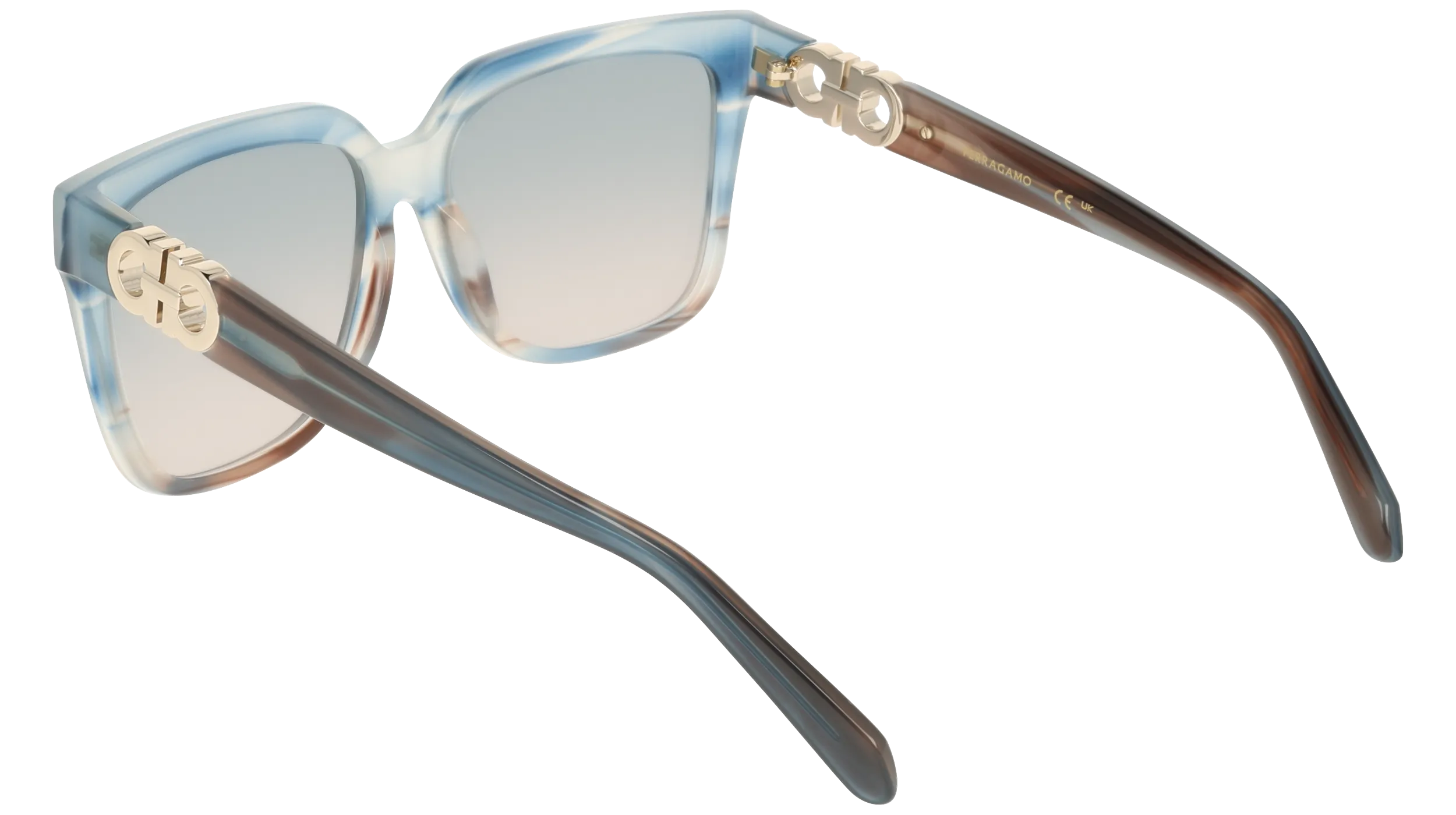 Ferragamo SF2109S 314 Occhiali da sole Acetato Marrone Blu Squadrata Normale - immagine 4