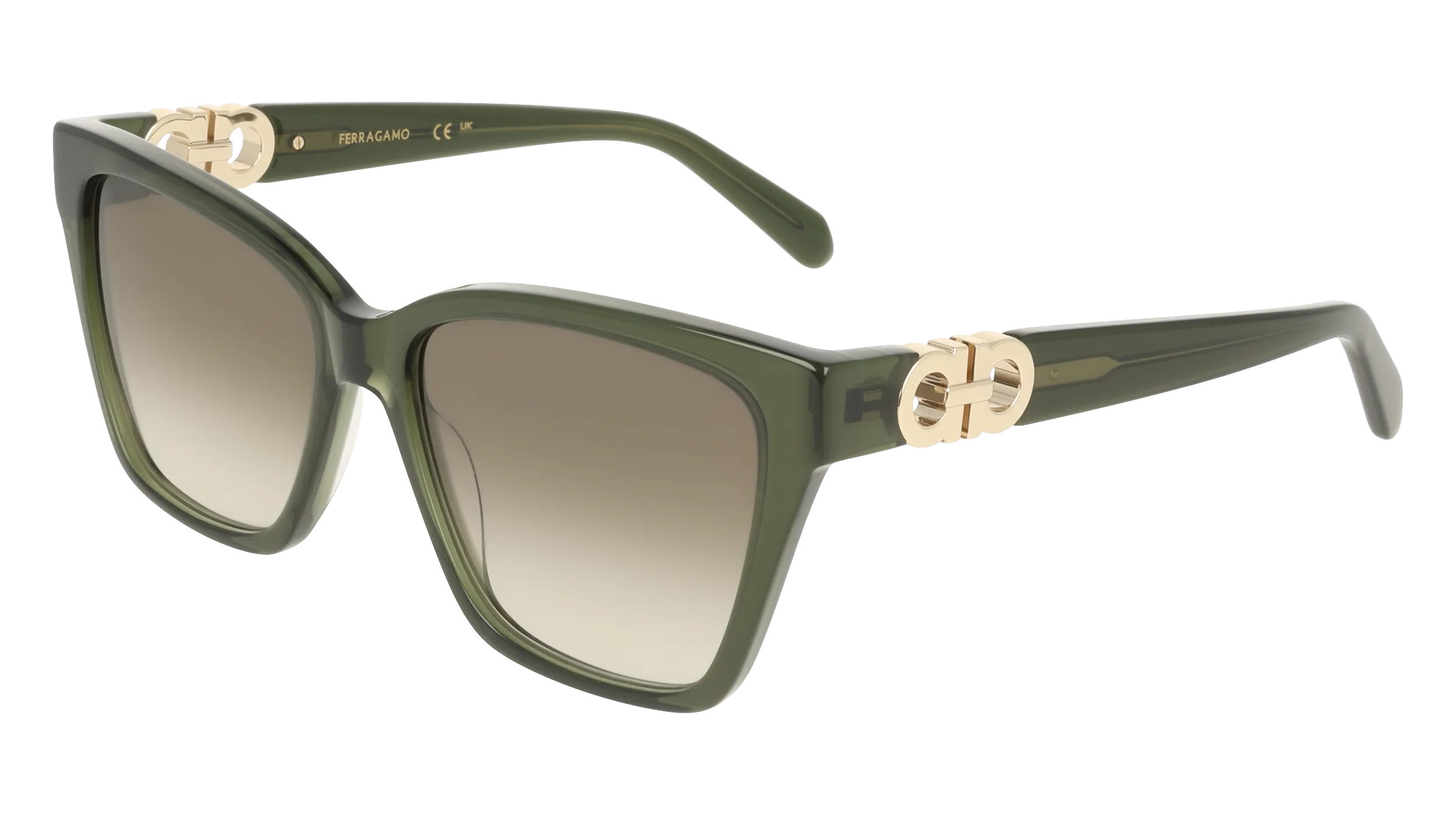 Ferragamo SF2110S 320 Occhiali da sole Acetato Verde Marrone Squadrata Normale - immagine 1