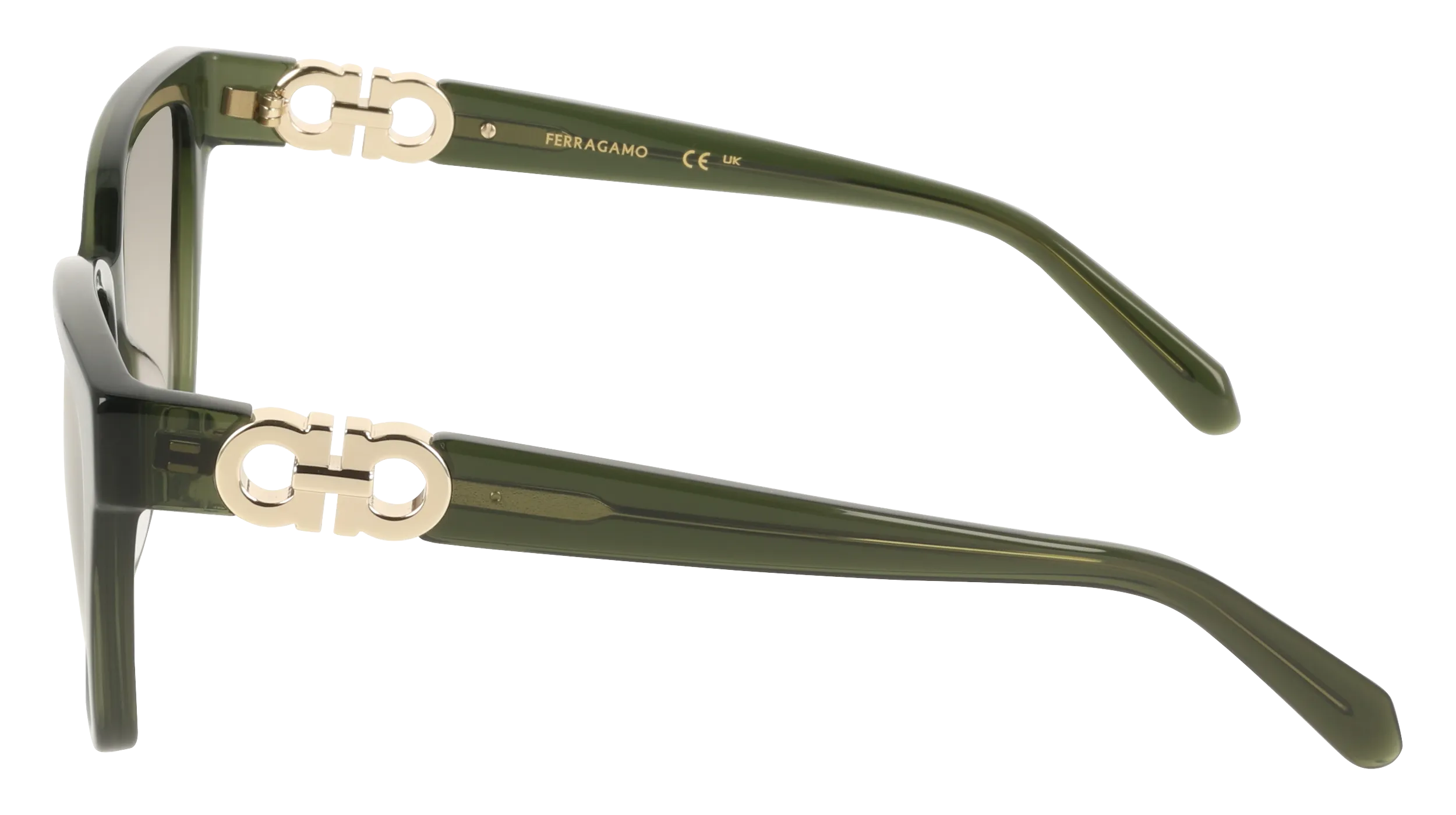 Ferragamo SF2110S 320 Occhiali da sole Acetato Verde Marrone Squadrata Normale - immagine 3
