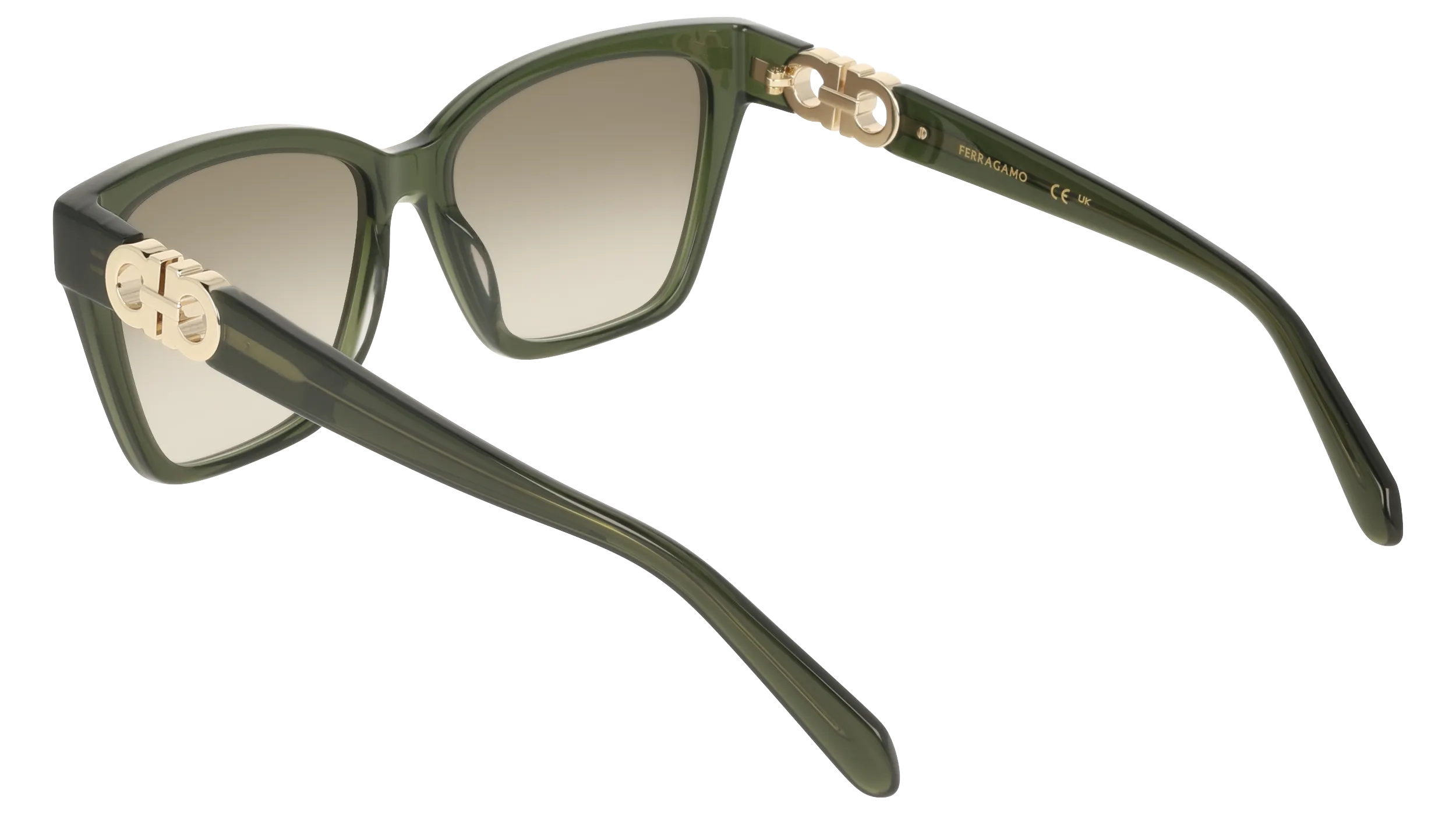 Ferragamo SF2110S 320 Occhiali da sole Acetato Verde Marrone Squadrata Normale - immagine 4