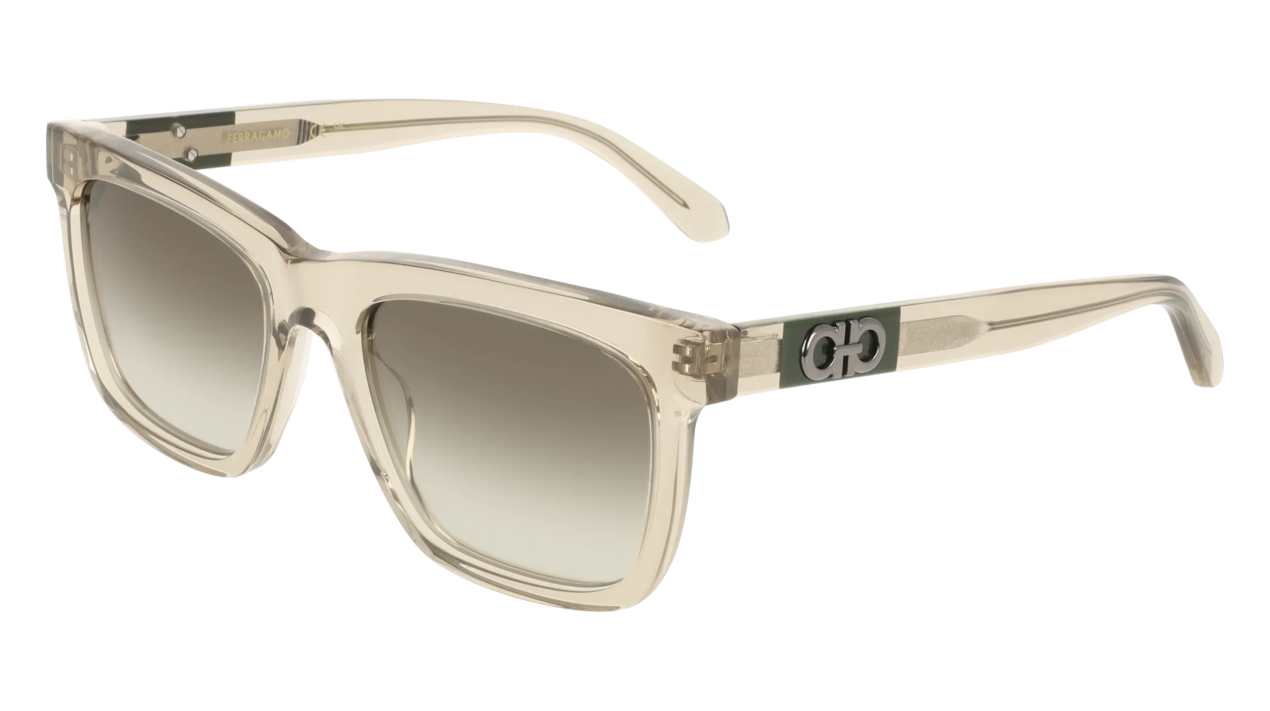 Ferragamo SF2113S 313 Occhiali da sole Acetato Verde Marrone Squadrata Normale - immagine 1