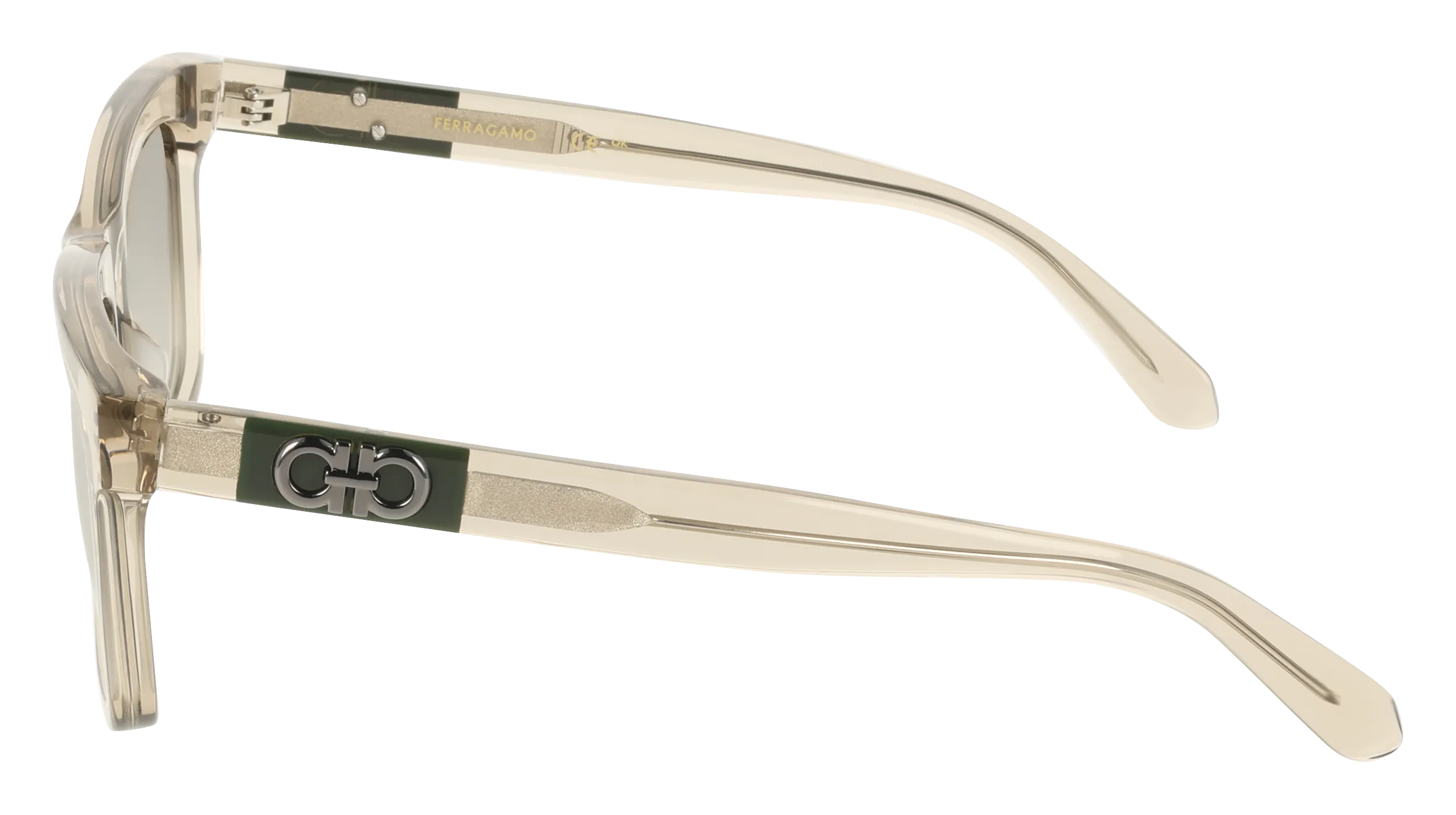 Ferragamo SF2113S 313 Occhiali da sole Acetato Verde Marrone Squadrata Normale - immagine 3
