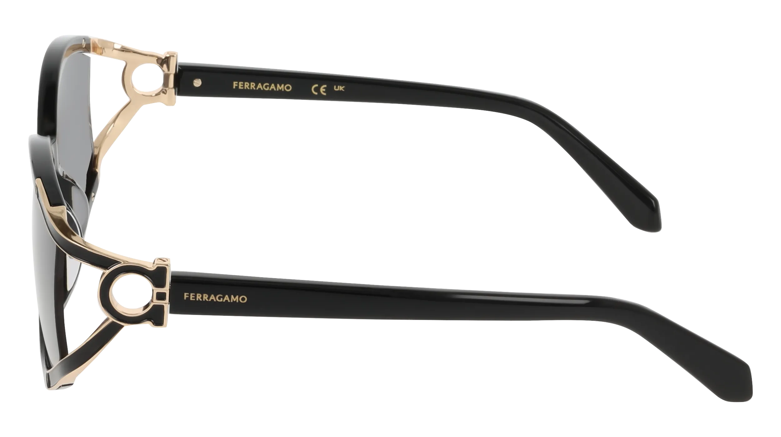 Ferragamo SF2111S 001 Occhiali da sole Acetato Nero Grigio Rotonda Normale - immagine 3