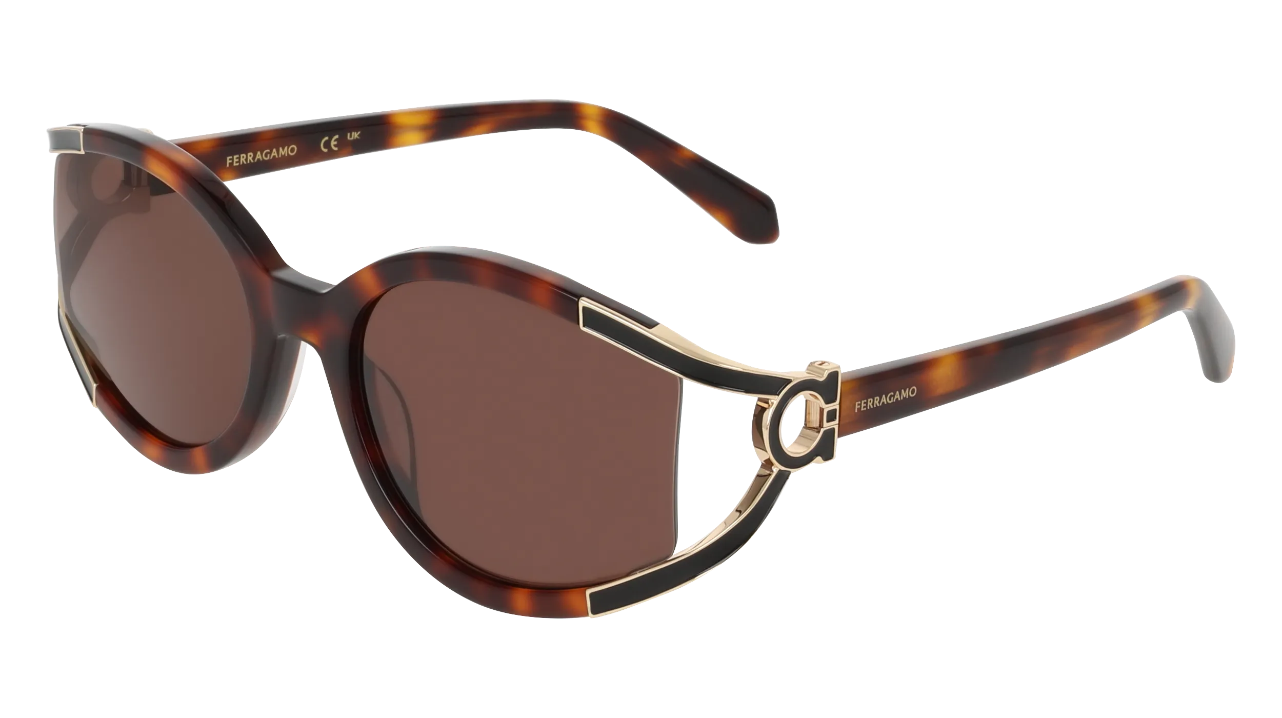 Ferragamo SF2111S 240 Occhiali da sole Acetato Havana Marrone Rotonda Normale - immagine 1