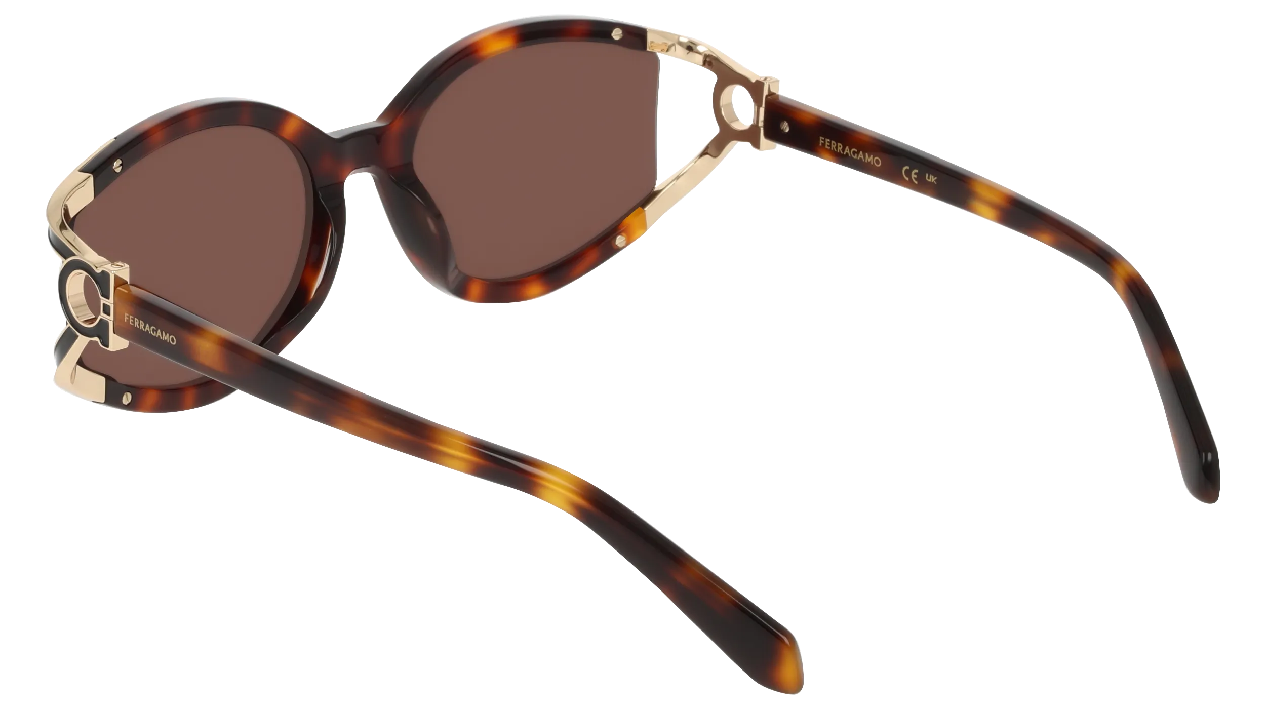 Ferragamo SF2111S 240 Occhiali da sole Acetato Havana Marrone Rotonda Normale - immagine 4