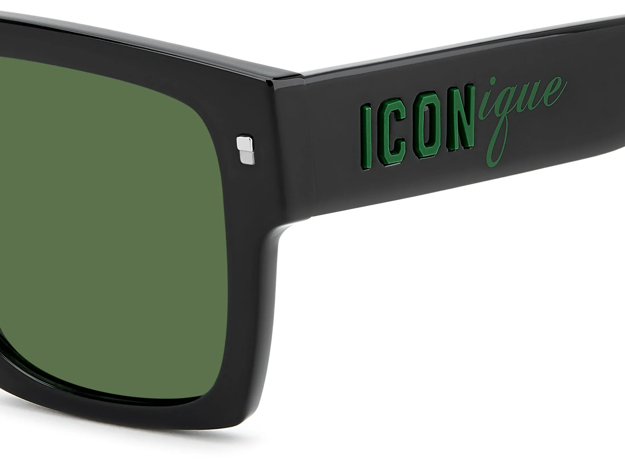Dsquared2 ICON 0030/S 7ZJ/QT Occhiali da sole Acetato Nero Verde Squadrata Normale - immagine 3