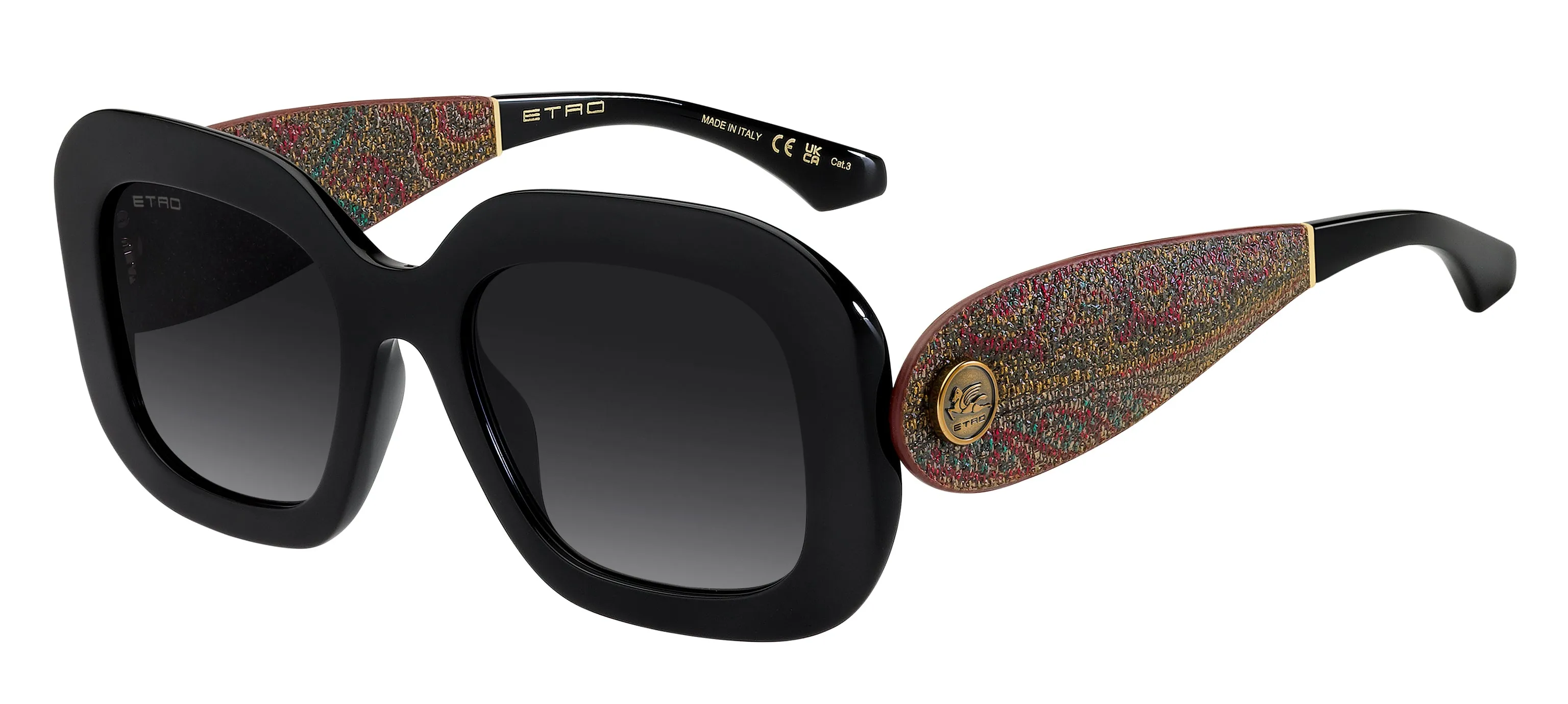 ETRO ETRO 0141/G/S 807/9O Occhiali da sole Acetato Nero Grigio Squadrata Normale Sfumato - immagine 1