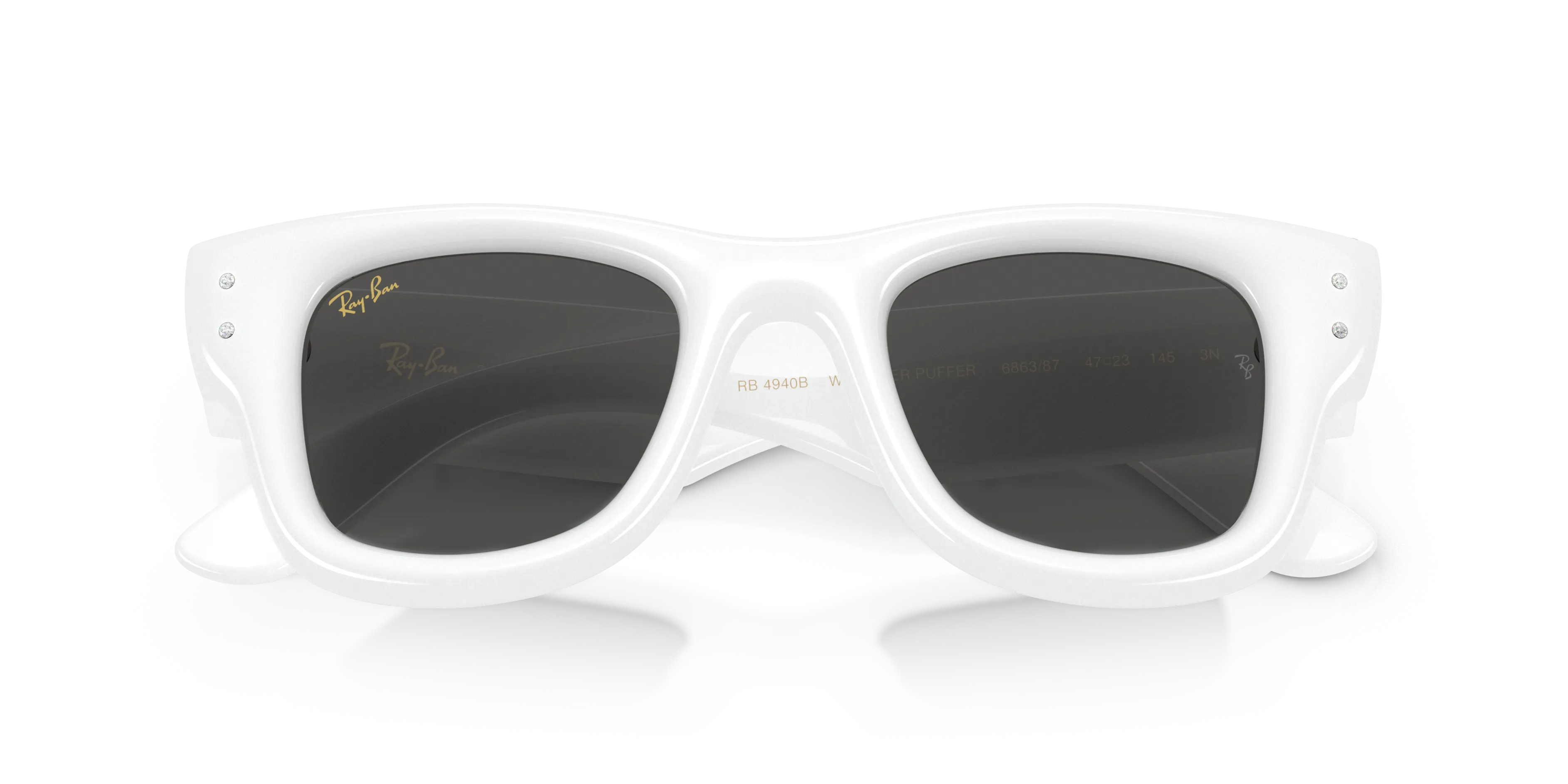 Ray - Ban RB4940B WAYFARER PUFFER 686387 Occhiali da sole Nylon Bianco Squadrata Normale - immagine 2