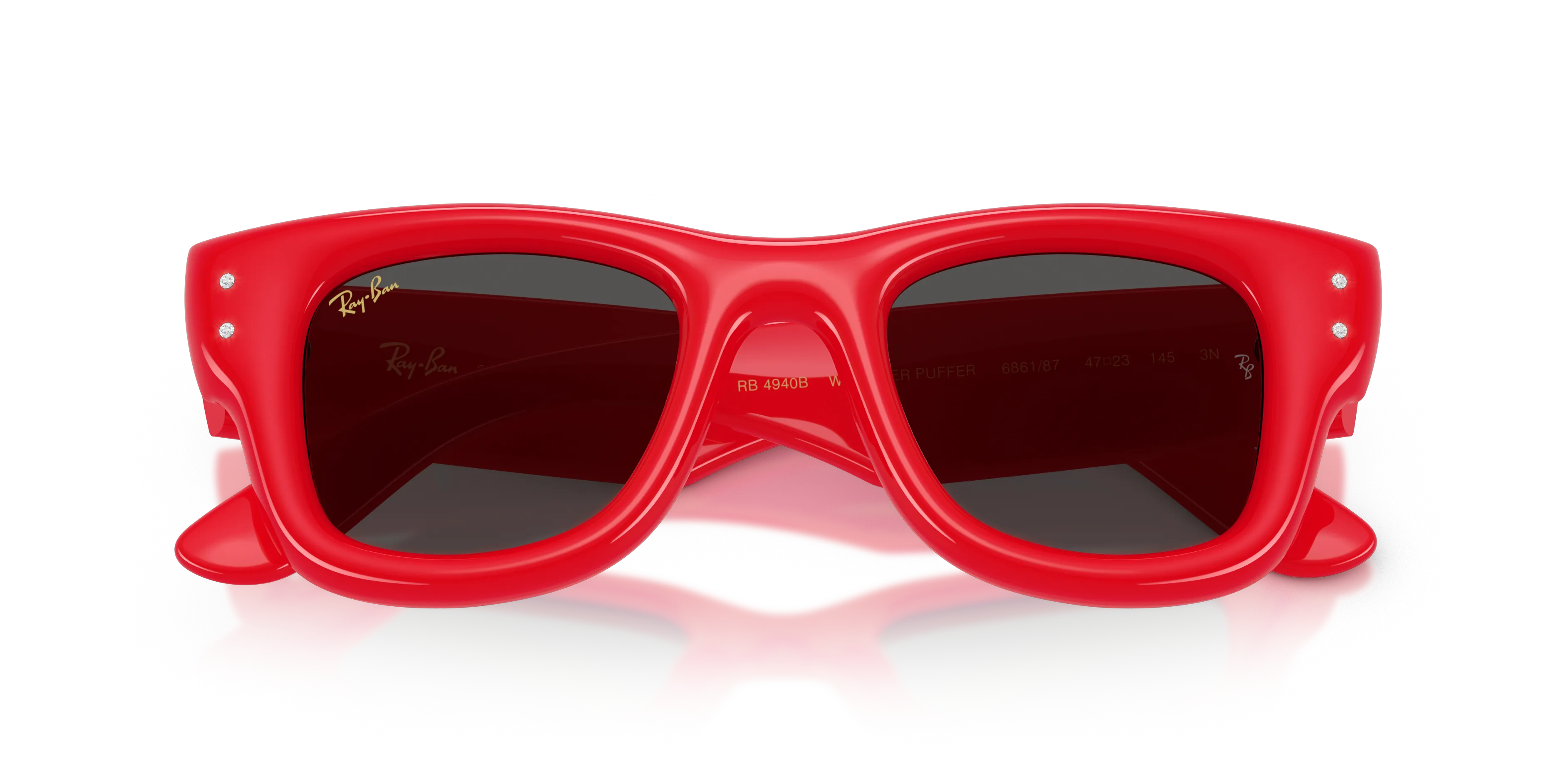 Ray - Ban RB4940B WAYFARER PUFFER 686187 Occhiali da sole Nylon Rosso Squadrata Normale - immagine 2