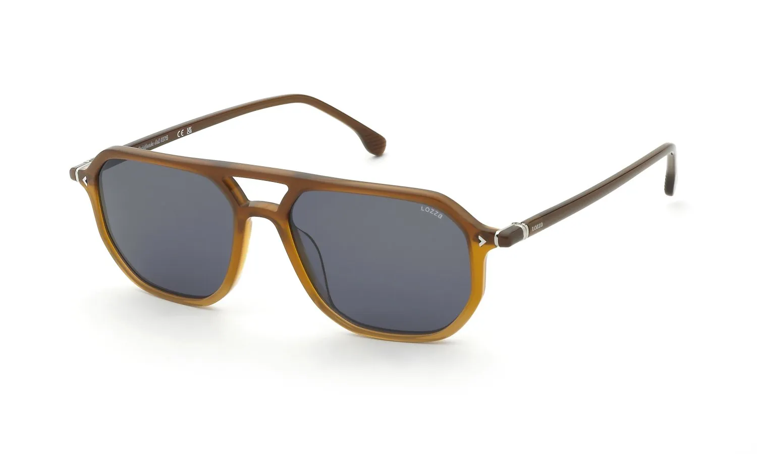 Lozza SL4388 ROMA 11 0AQ9 Occhiali da sole Acetato Marrone Fumo Squadrata Normale - immagine 1