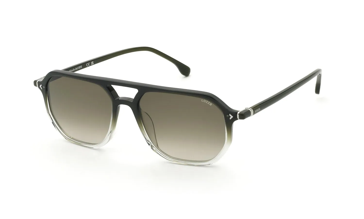 Lozza SL4388 ROMA 11 06PC Occhiali da sole Acetato Verde Marrone Squadrata Normale Sfumato - immagine 1