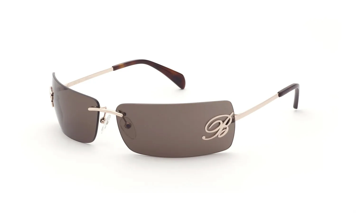 Blumarine SBM238 08FC Occhiali da sole Metallo Oro Marrone Squadrata Normale - immagine 1