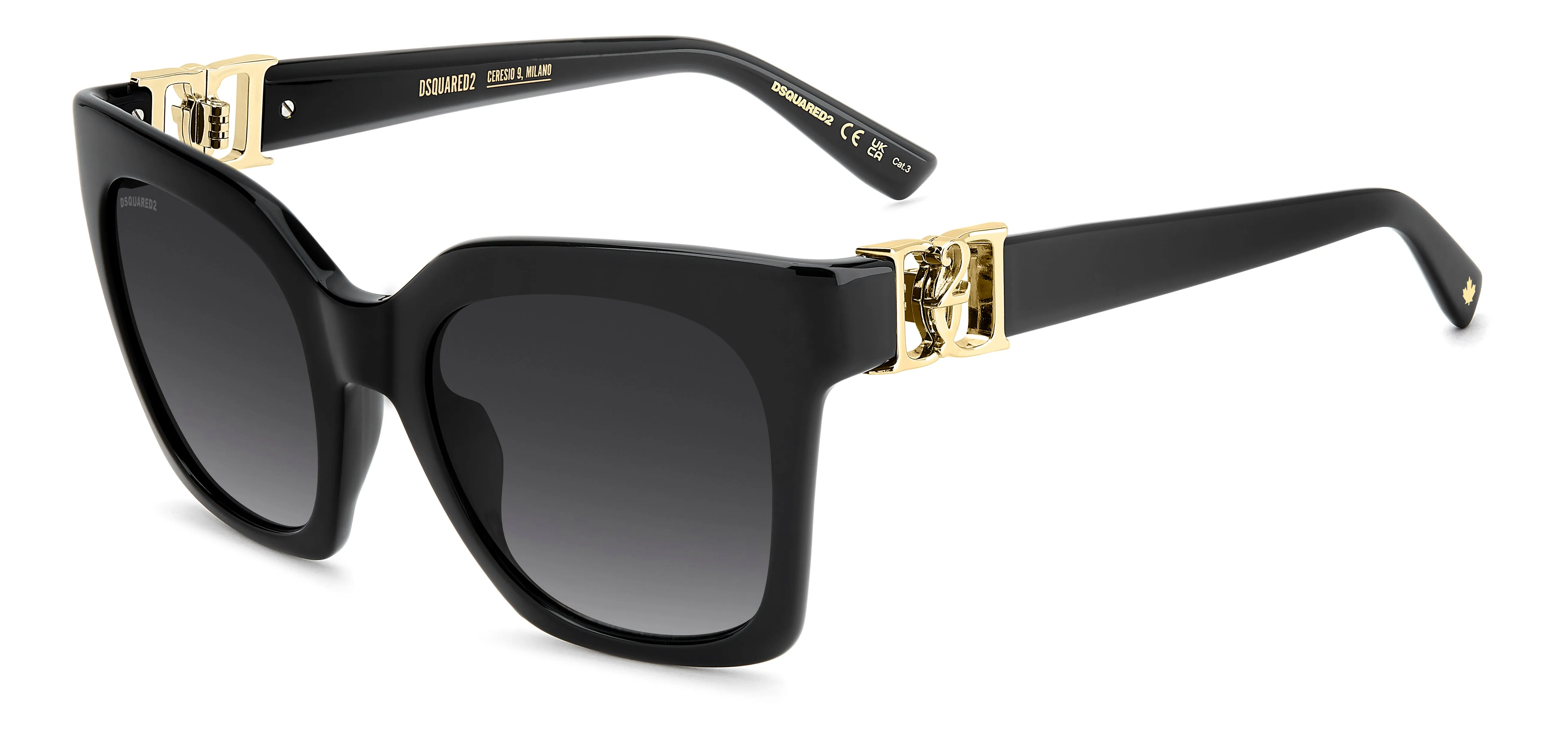Dsquared2 D2 0207/S 807/9O Occhiali da sole Acetato Nero Grigio Cat Eye Normale Sfumato - immagine 1