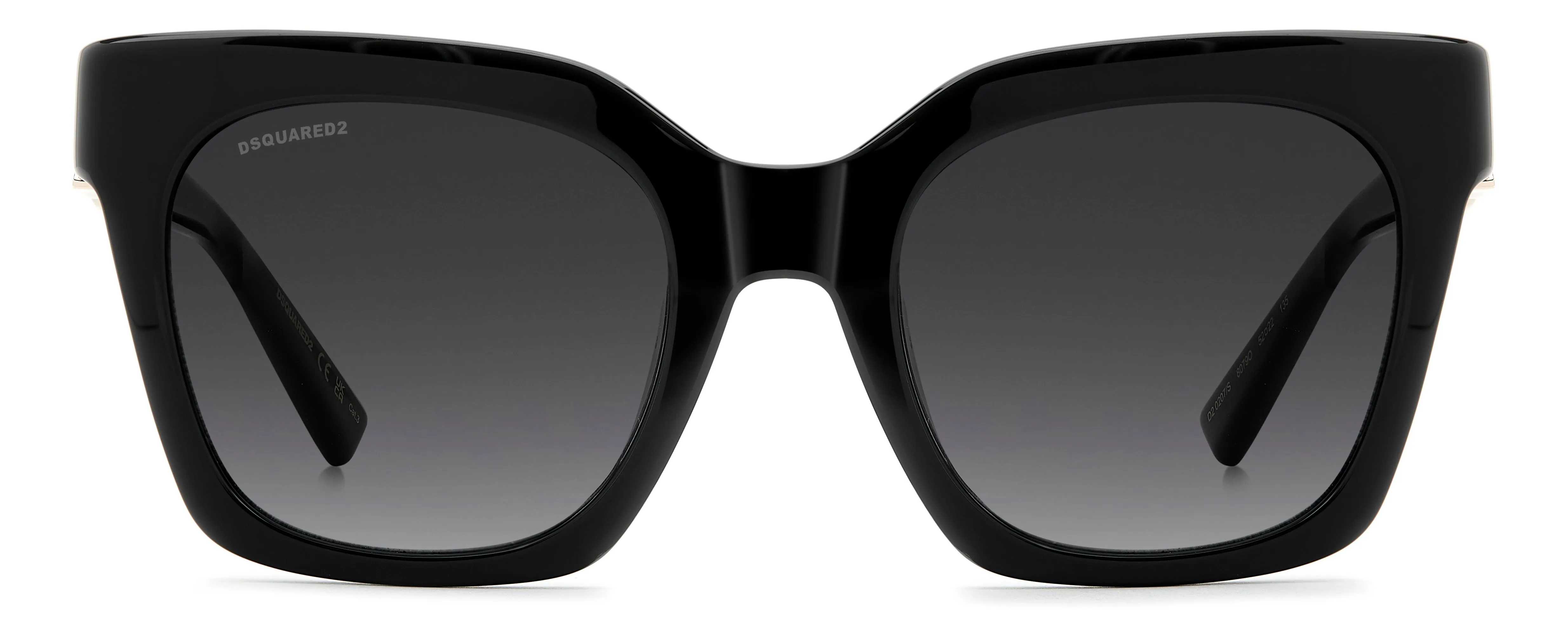 Dsquared2 D2 0207/S 807/9O Occhiali da sole Acetato Nero Grigio Cat Eye Normale Sfumato - immagine 2